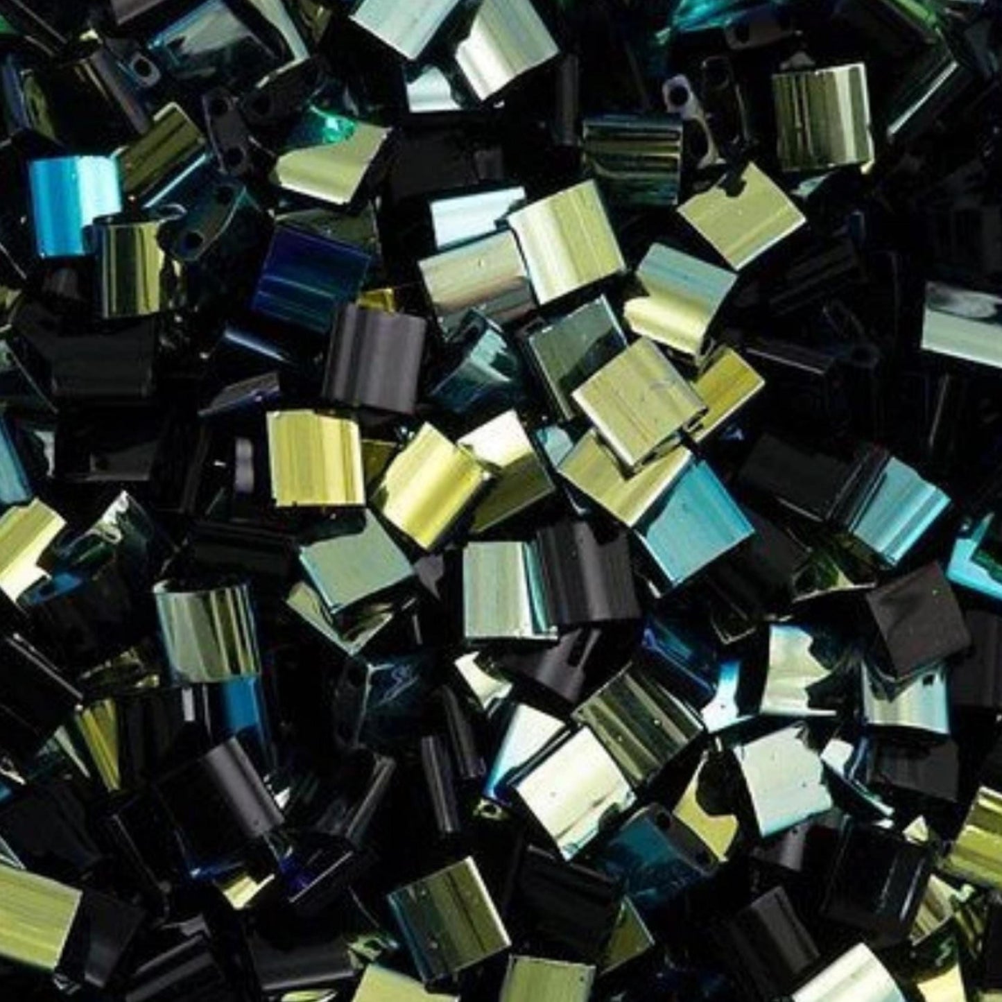 Miyuki Tila Beads Jet Black AB Tile Beads TL-4555 | Full | 8 Grams for Jewelry Making