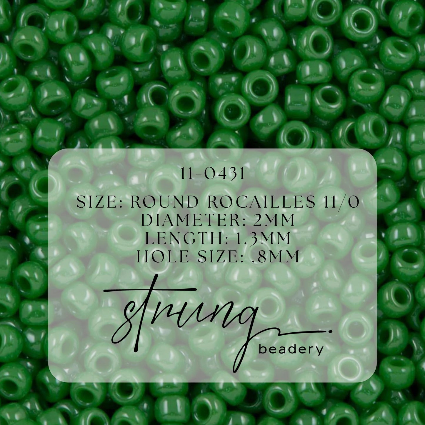 11-0431 Miyuki Seed Bead Round Rocailles 11/0 | Opaque Jade Luster |15g | Japanese Beads for Jewelry Making