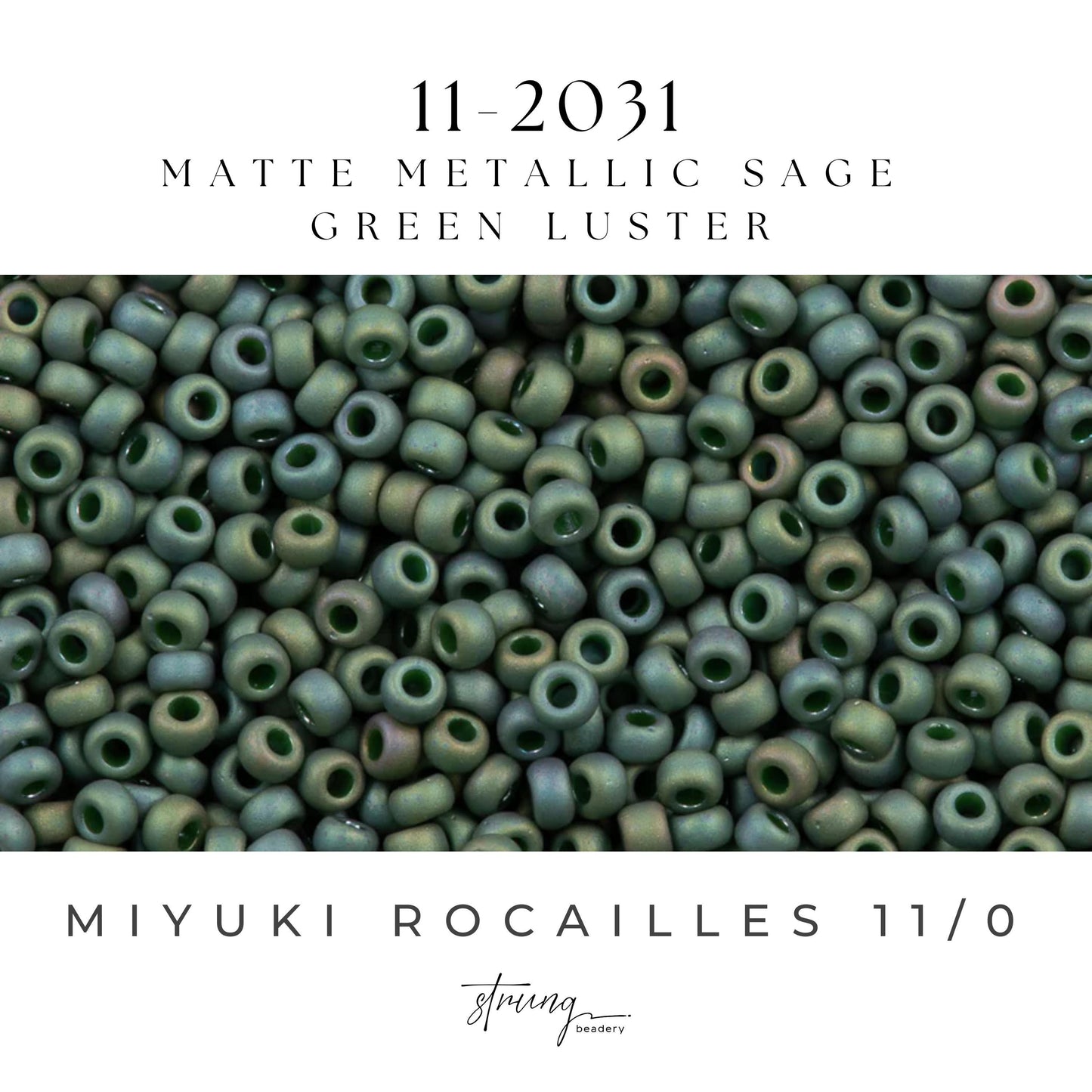 11-2031 Miyuki Seed Bead Round Rocailles 11/0 | Matte Metallic Sage Green Luster |15g | Japanese Beads for Jewelry Making