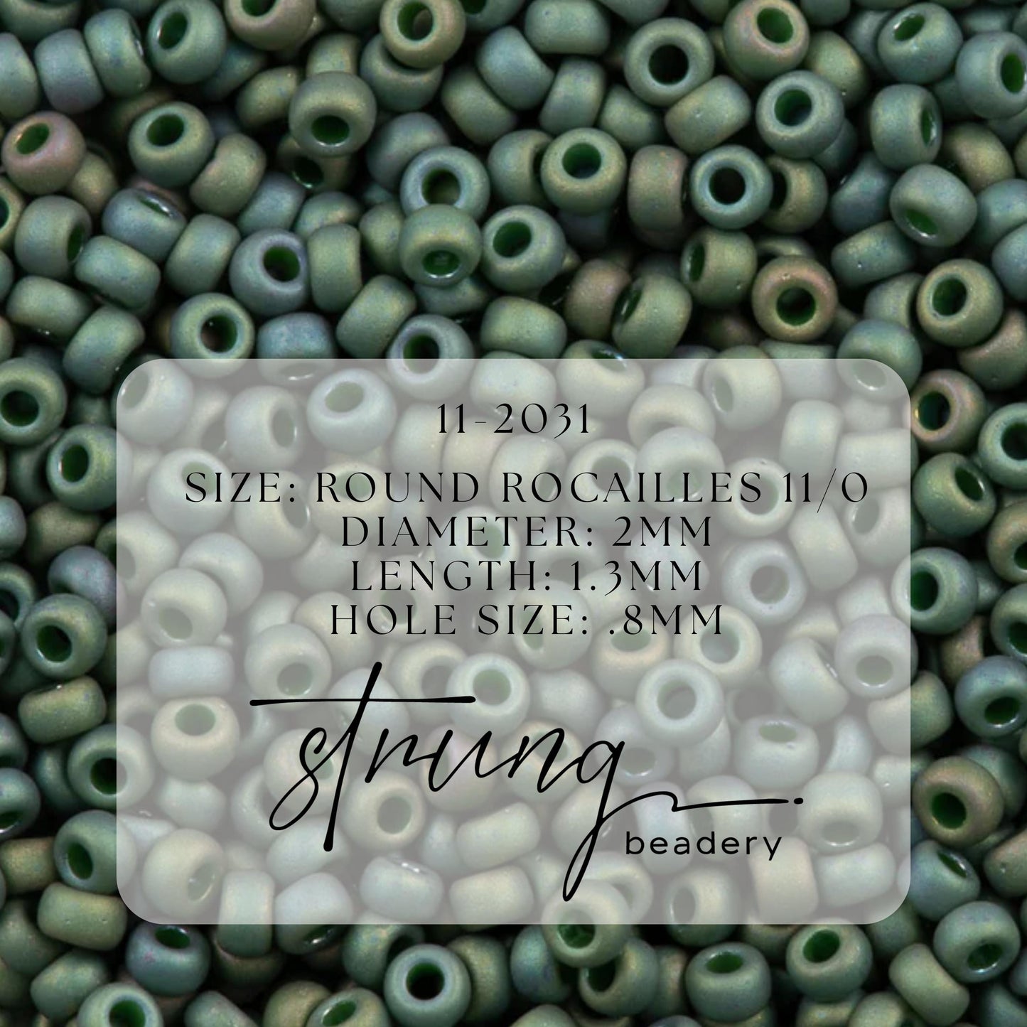 11-2031 Miyuki Seed Bead Round Rocailles 11/0 | Matte Metallic Sage Green Luster |15g | Japanese Beads for Jewelry Making