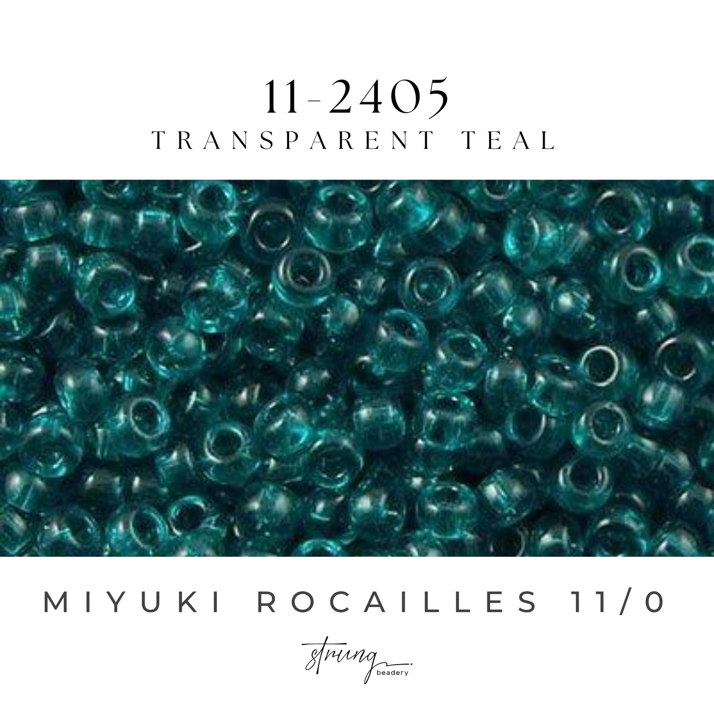11-2405 Miyuki Seed Bead Round Rocailles 11/0 | Transparent Teal |15g | Japanese Beads for Jewelry Making