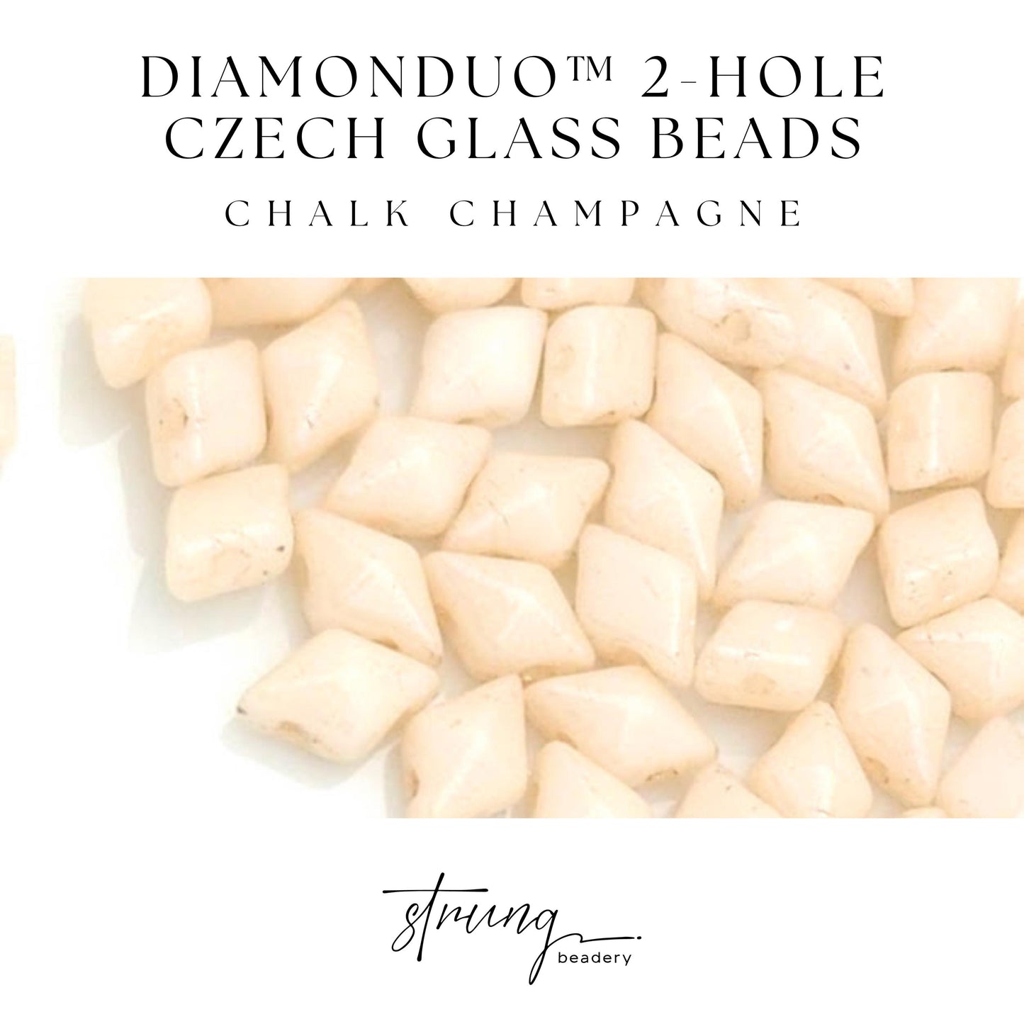 DiamonDuo™ Czech Glass Beads | 8g Tube | Chalk Champagne | Jewelry Making Beads for Bracelets & Necklaces