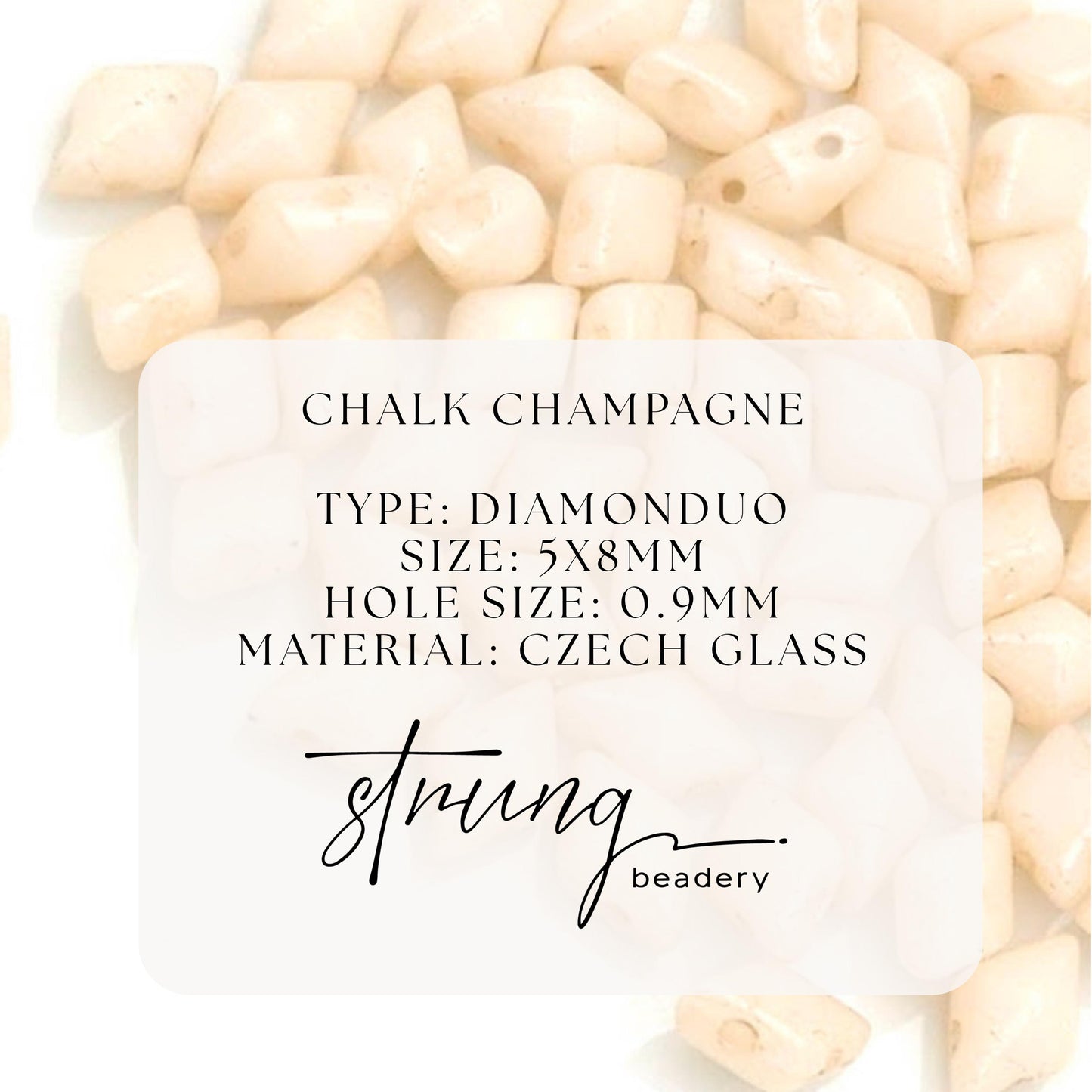 DiamonDuo™ Czech Glass Beads | 8g Tube | Chalk Champagne | Jewelry Making Beads for Bracelets & Necklaces