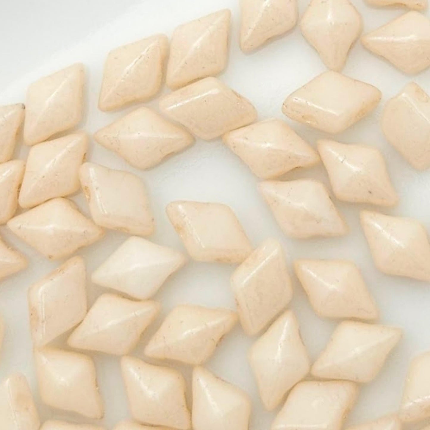 DiamonDuo™ Czech Glass Beads | 8g Tube | Chalk Champagne | Jewelry Making Beads for Bracelets & Necklaces