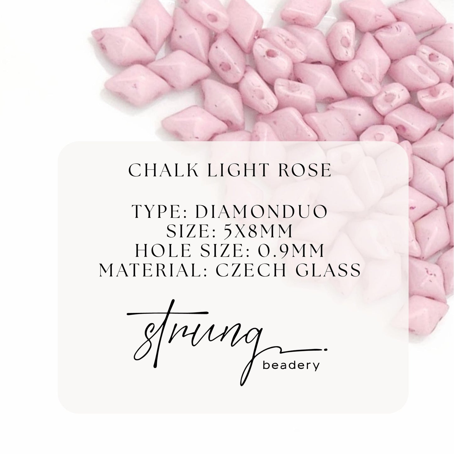 DiamonDuo™ Czech Glass Beads | 8g Tube | Chalk Light Rose| Jewelry Making Beads for Bracelets & Necklaces