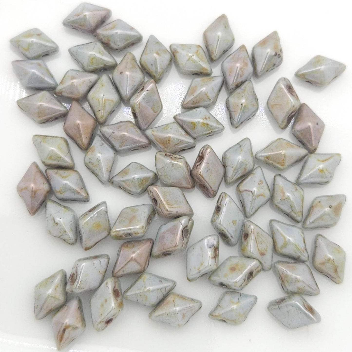 DiamonDuo™ Czech Glass Beads | 8g Tube | Chalk Lumi Green| Jewelry Making Beads for Bracelets & Necklaces