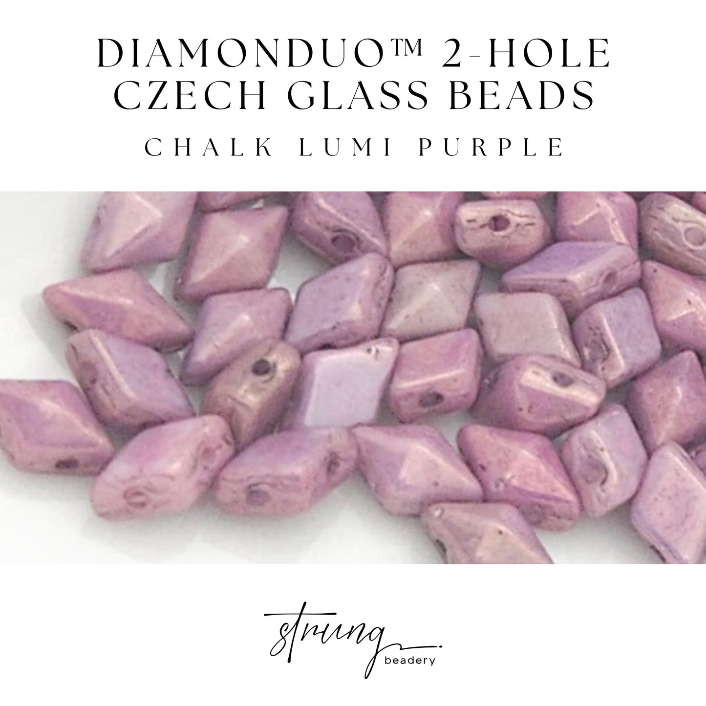 DiamonDuo™ Czech Glass Beads | 8g Tube | Chalk Lumi Purple Jewelry Making Beads for Bracelets & Necklaces