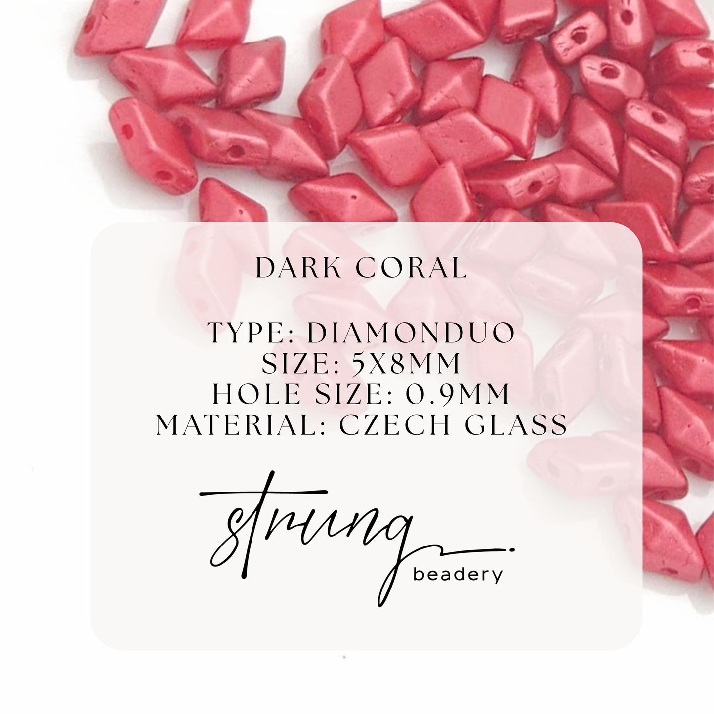 DiamonDuo™ Czech Glass Beads | 8g Tube | Dark Coral | Jewelry Making Beads for Bracelets & Necklaces