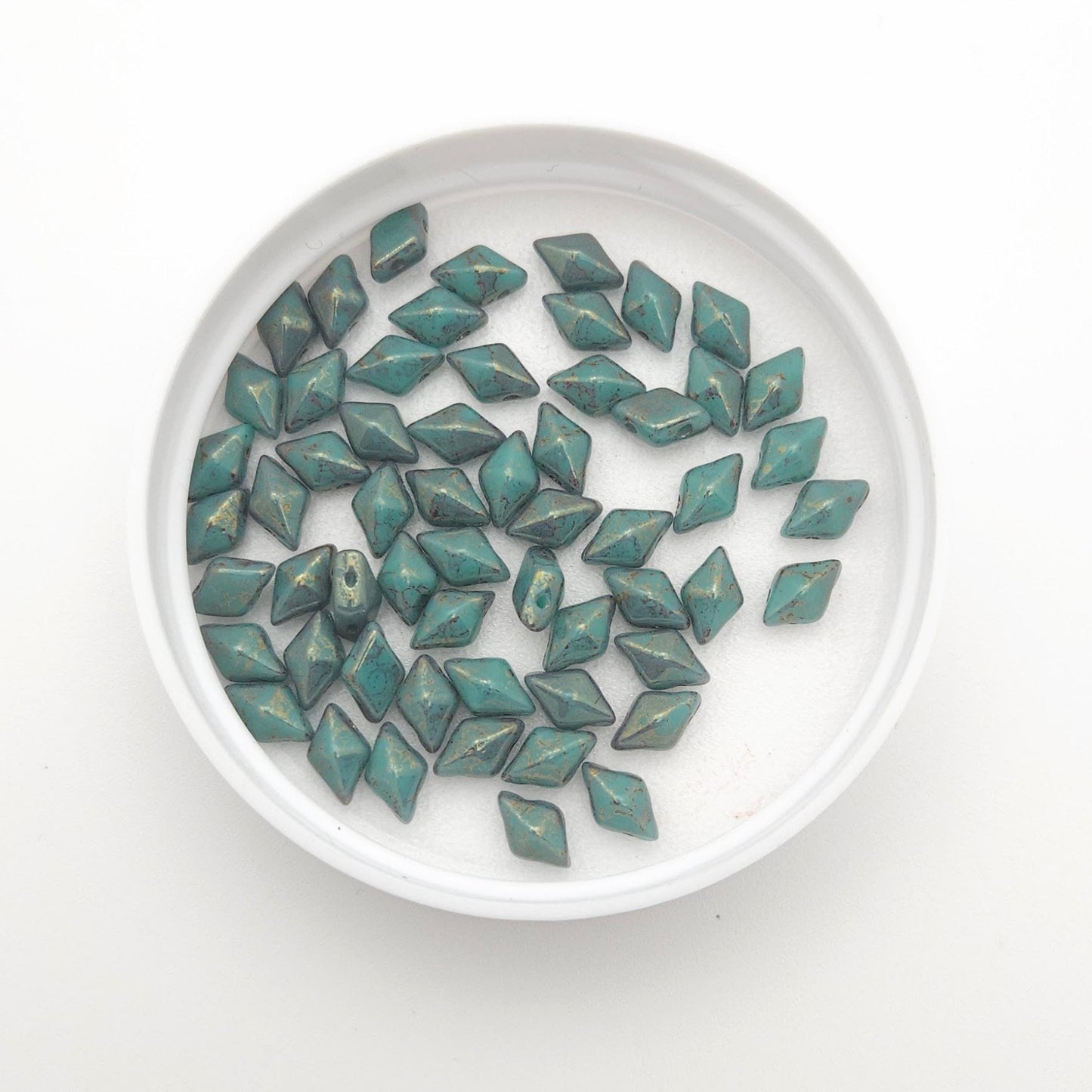 DiamonDuo™ Czech Glass Beads | 8g Tube | Turquoise Lumi Pecan | Jewelry Making Beads for Bracelets & Necklaces
