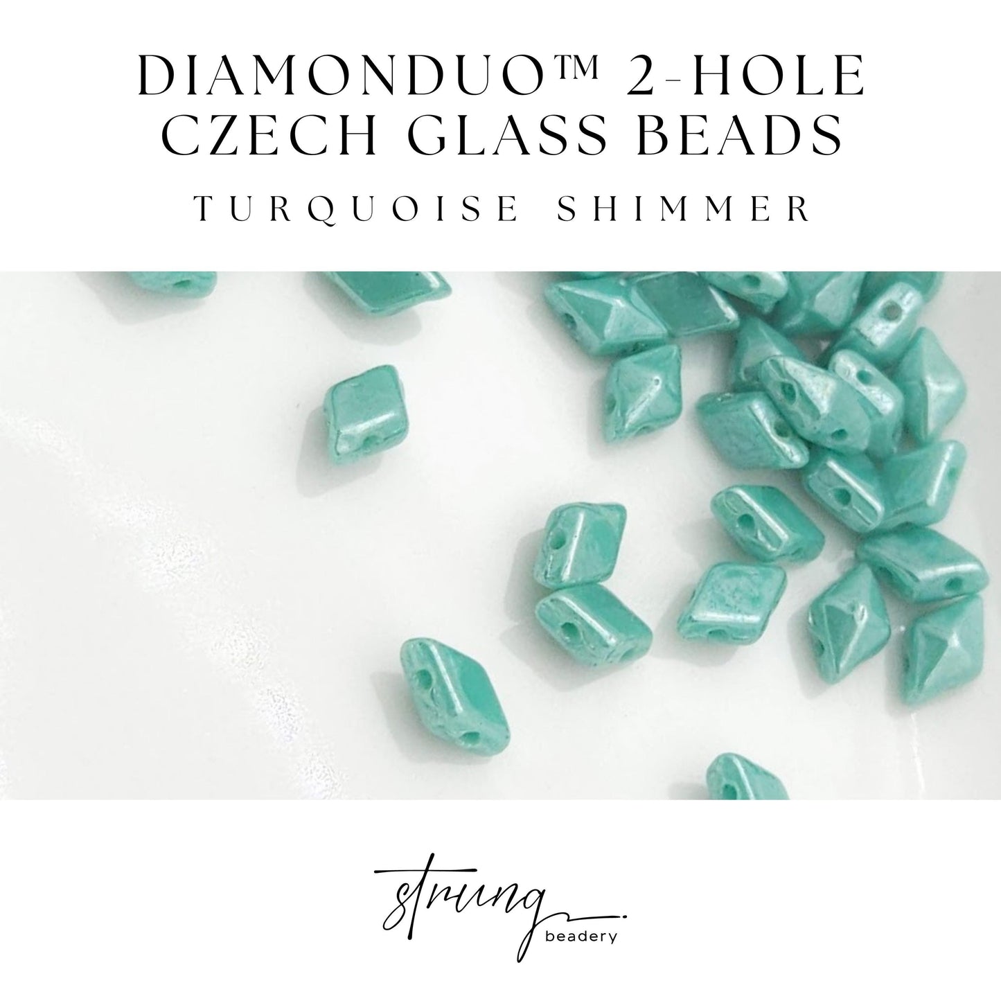 DiamonDuo™ Czech Glass Beads | 8g Tube | Turquoise Shimmer | Jewelry Making Beads for Bracelets & Necklaces