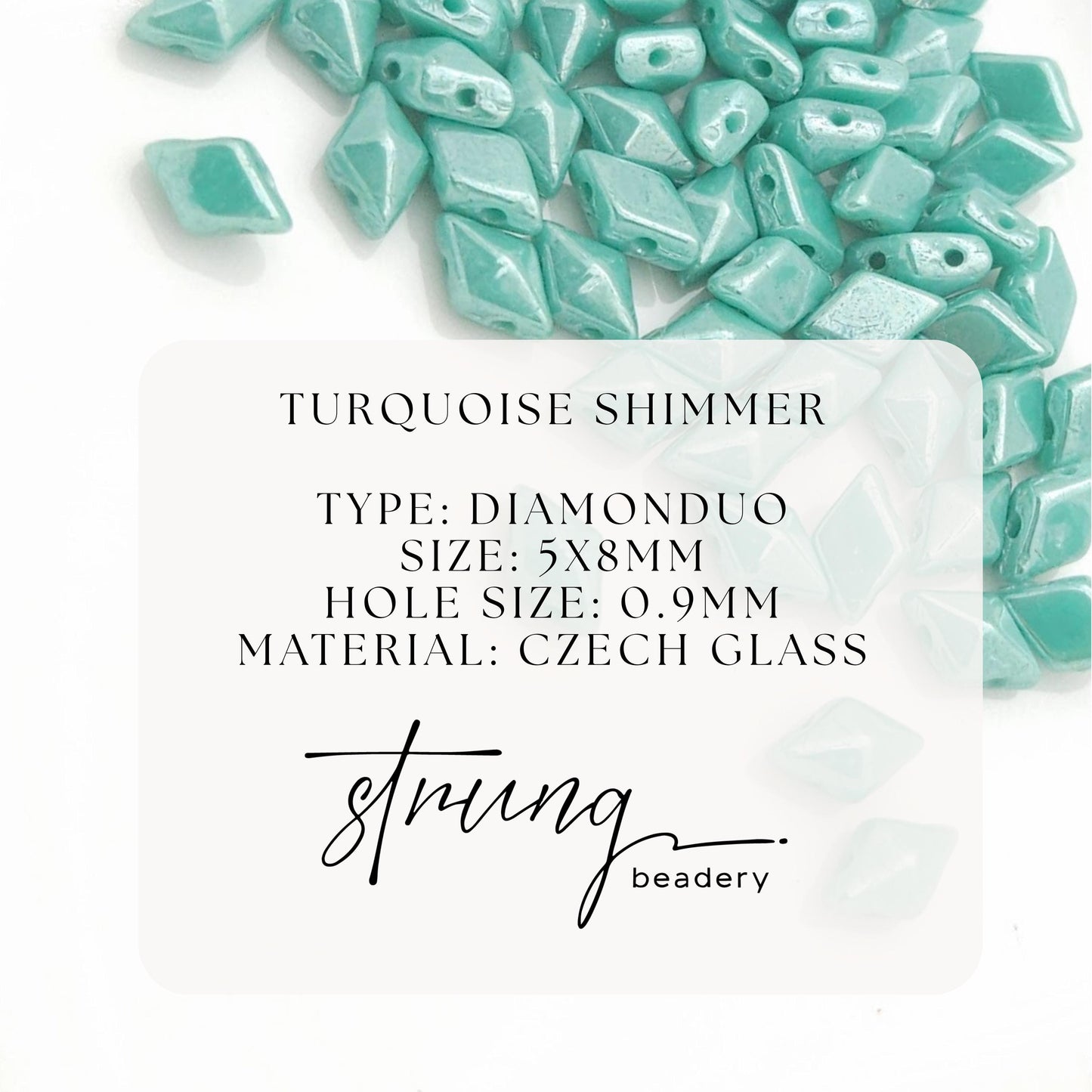 DiamonDuo™ Czech Glass Beads | 8g Tube | Turquoise Shimmer | Jewelry Making Beads for Bracelets & Necklaces