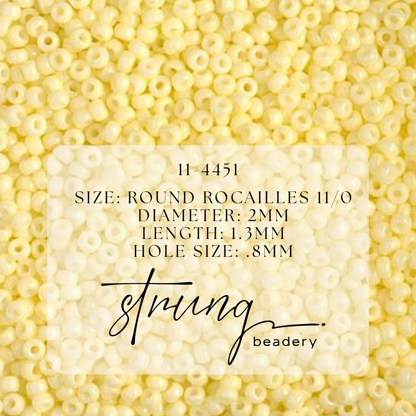 11-4451 Miyuki Seed Bead Round Rocailles 11/0 | Duracoat Opaque Lemon Silk | 15g | Japanese Beads Jewelry Making