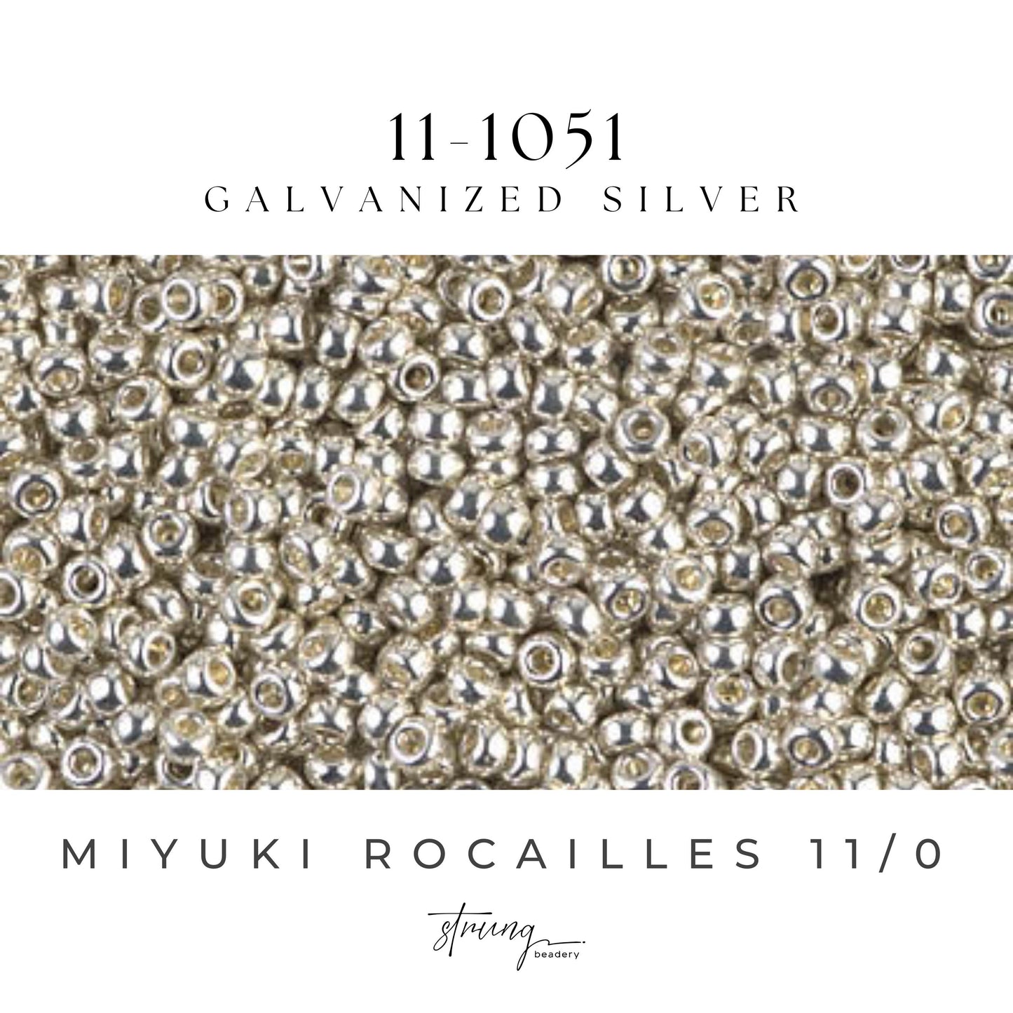 11-1051 Miyuki Seed Bead Round Rocailles 11/0 | Galvanized Silver | 15g | Japanese Beads Jewelry Making