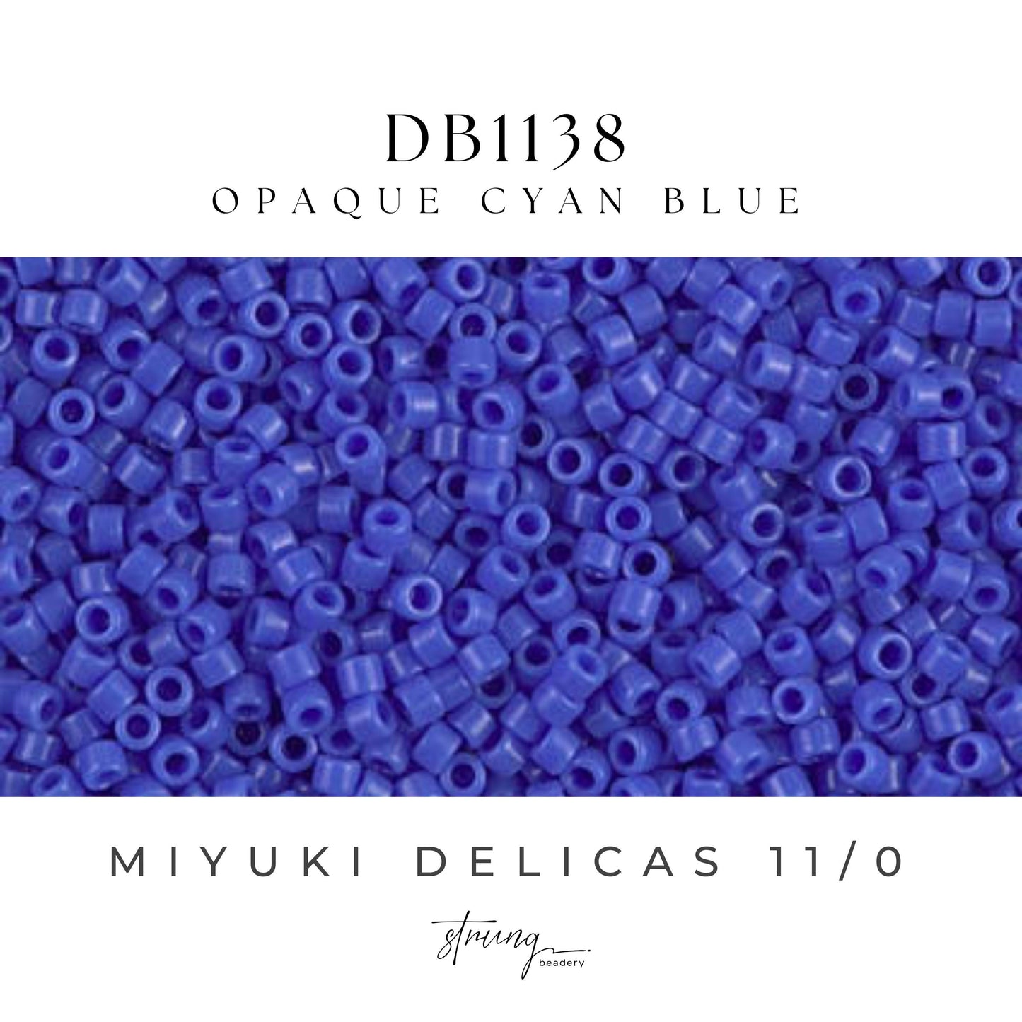 DB1138 Miyuki Delica Beads 11/0 Opaque Cyan Blue– 8 grams - Japanese Seed Beads for Jewelry Making