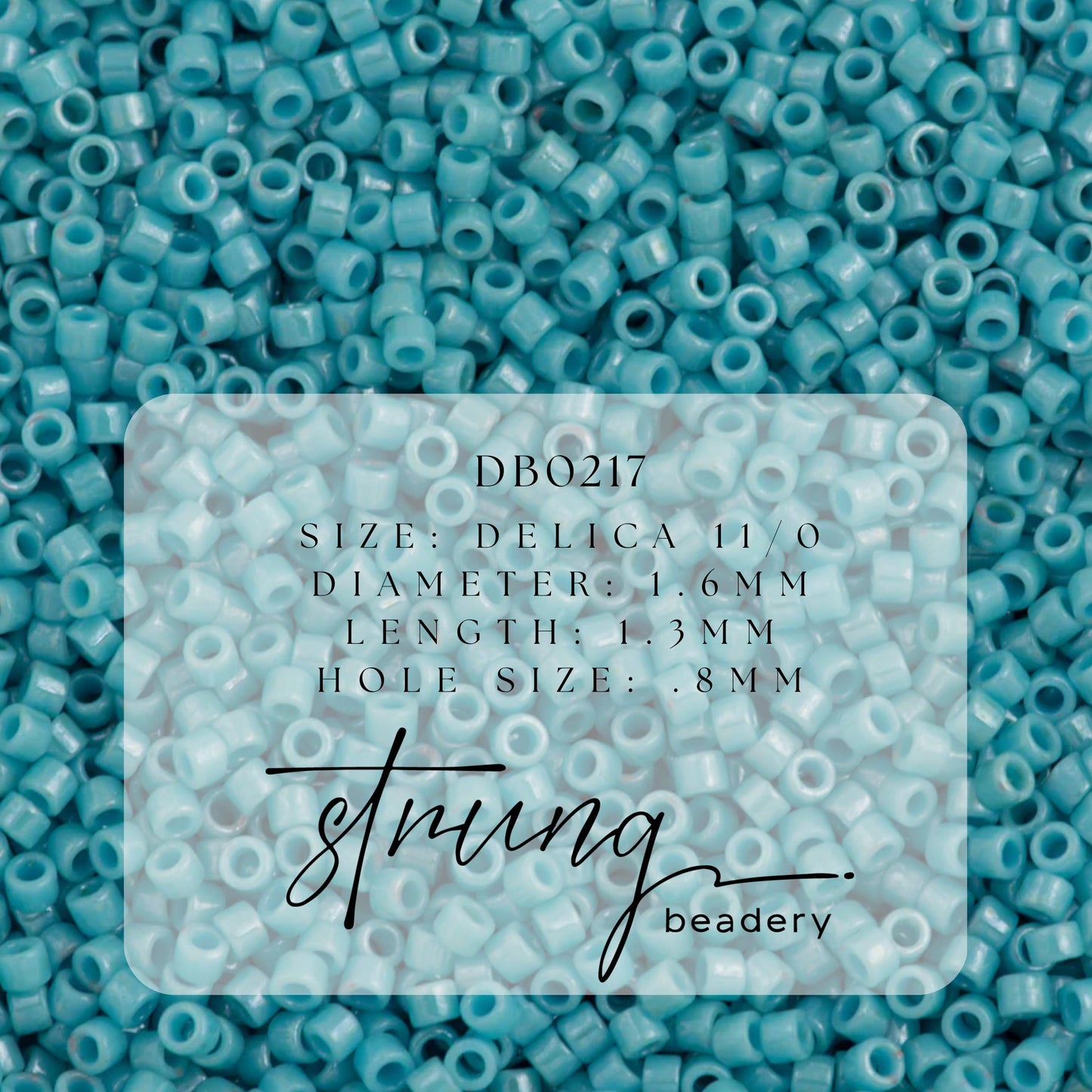 DB0217 Miyuki Delica Beads 11/0 Opaque Turquoise Green Luster – 8 grams - Japanese Seed Beads for Jewelry Making
