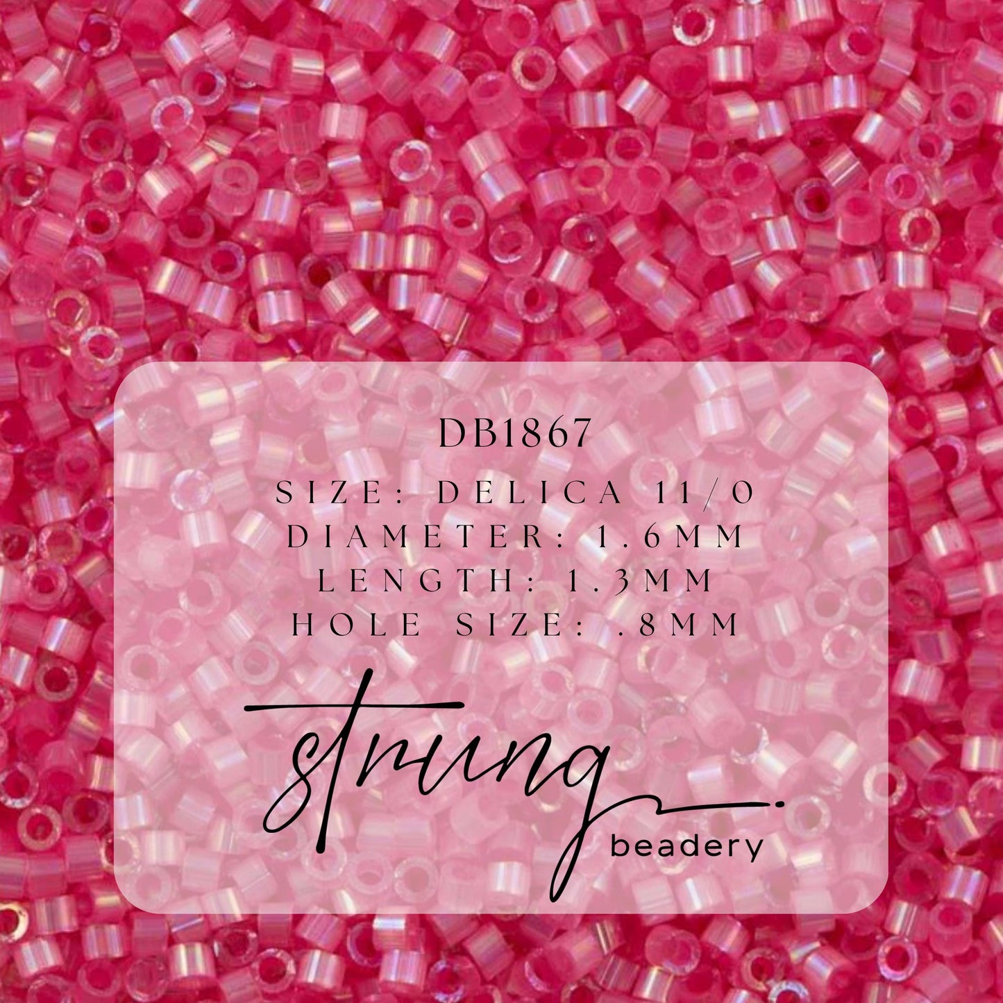 DB1867 Miyuki Delica Beads 11/0 Silk Inside Dyed Rose AB– 8 grams - Japanese Seed Beads for Jewelry Making