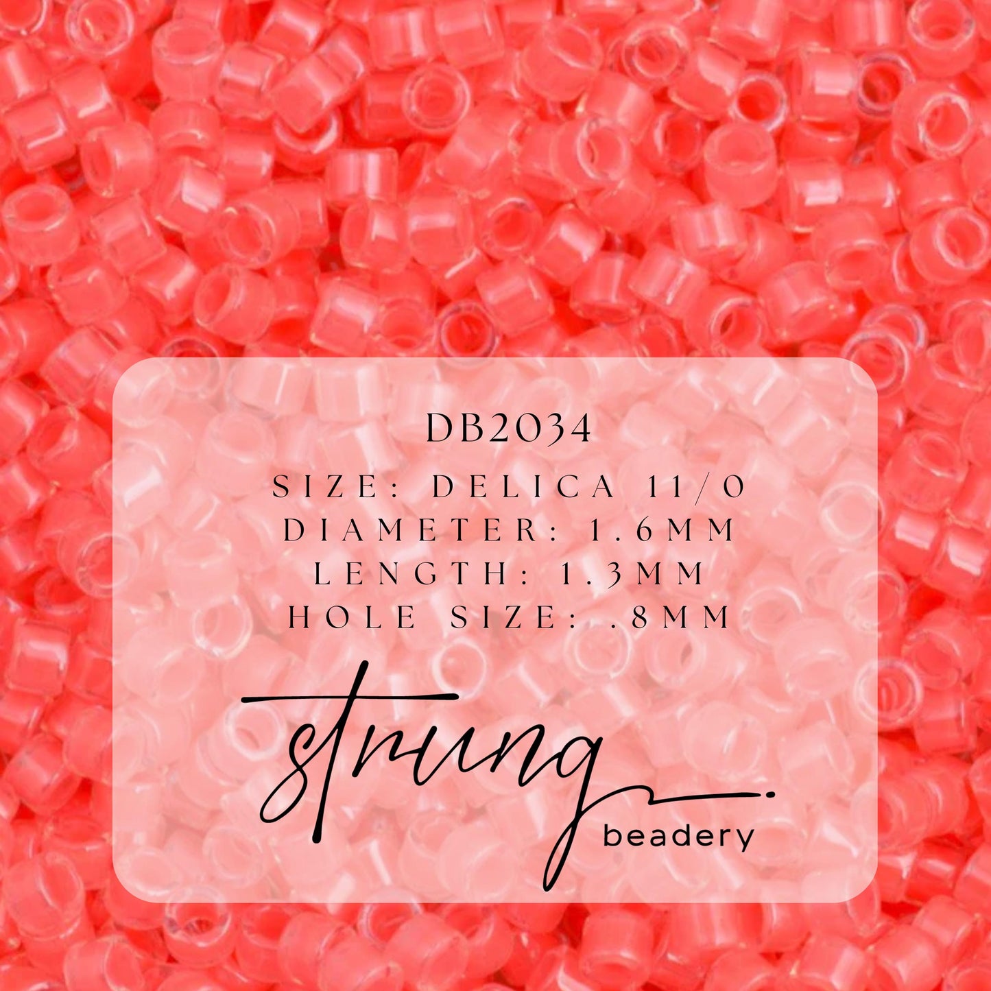 DB2034 Miyuki Delica Beads 11/0 Luminous Flamingo – 8 grams - Japanese Seed Beads for Jewelry Making