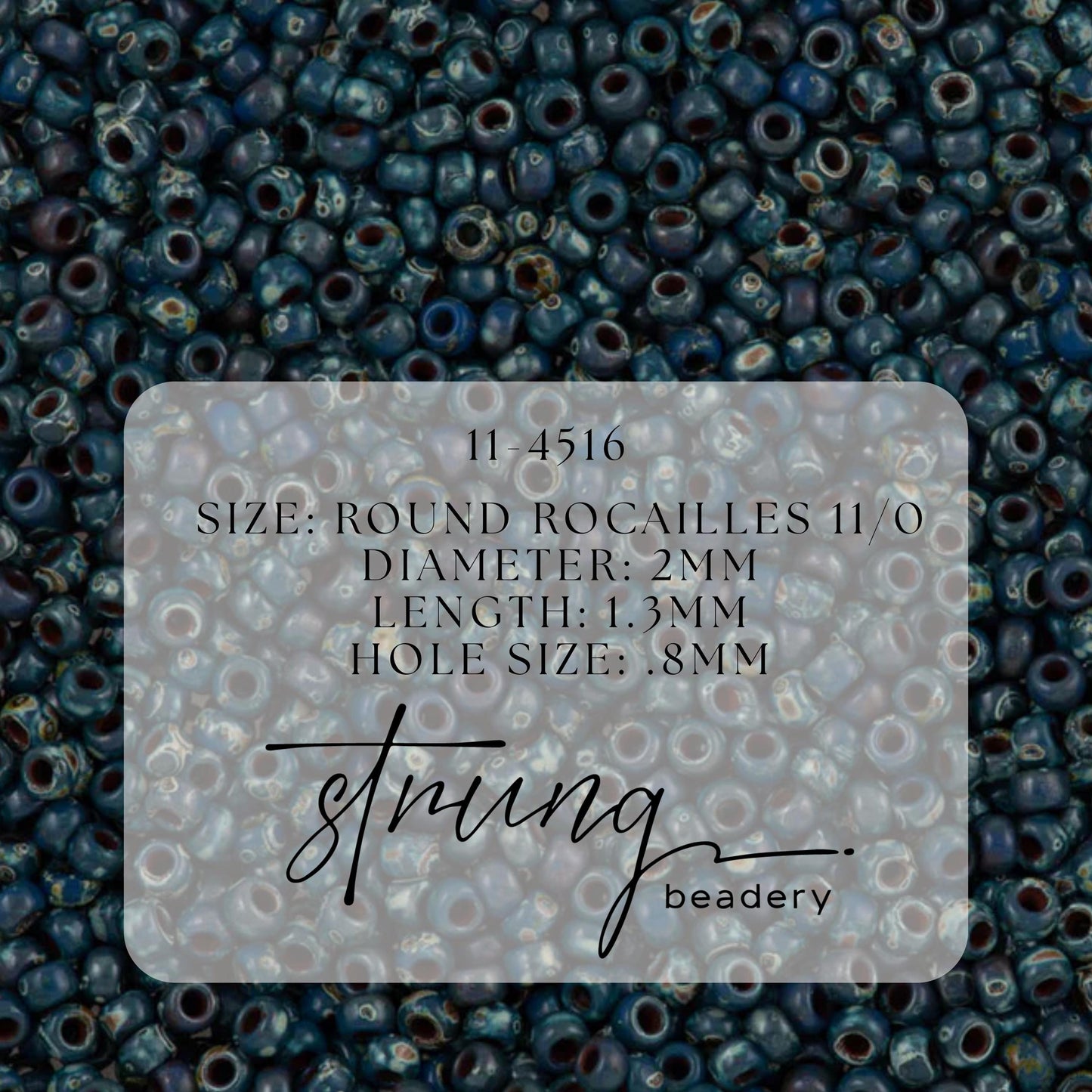 11-4516 | Miyuki Seed Bead Round Rocailles 11/0 | Opaque Dark Teal Picasso | 15g | Japanese Beads Jewelry Making