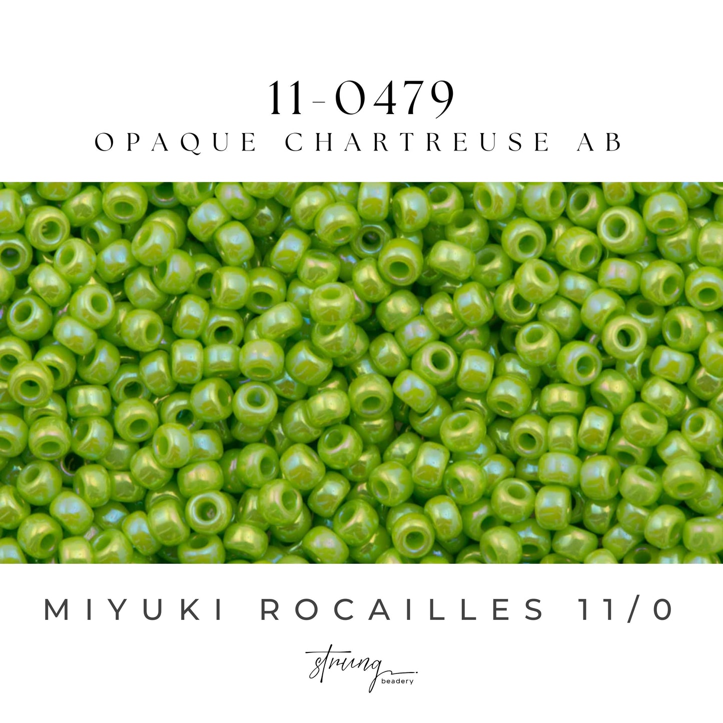 11-0479 Miyuki Seed Bead Round Rocailles 11/0 | Opaque Chartreuse AB |15g | Japanese Beads for Jewelry Making