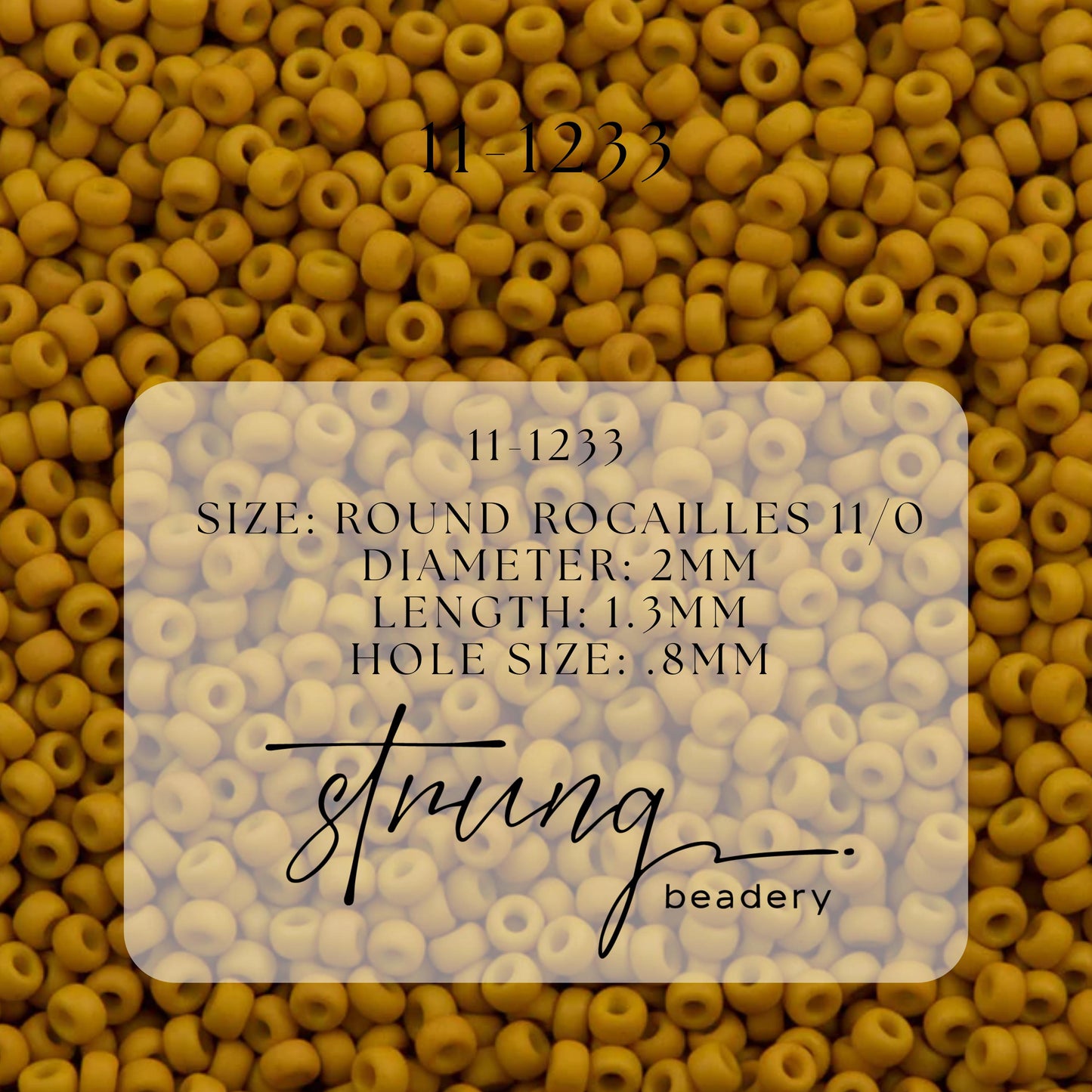 11-1233 Miyuki Seed Bead Round Rocailles 11/0 | Matte Opaque Mustard |15g | Japanese Beads for Jewelry Making
