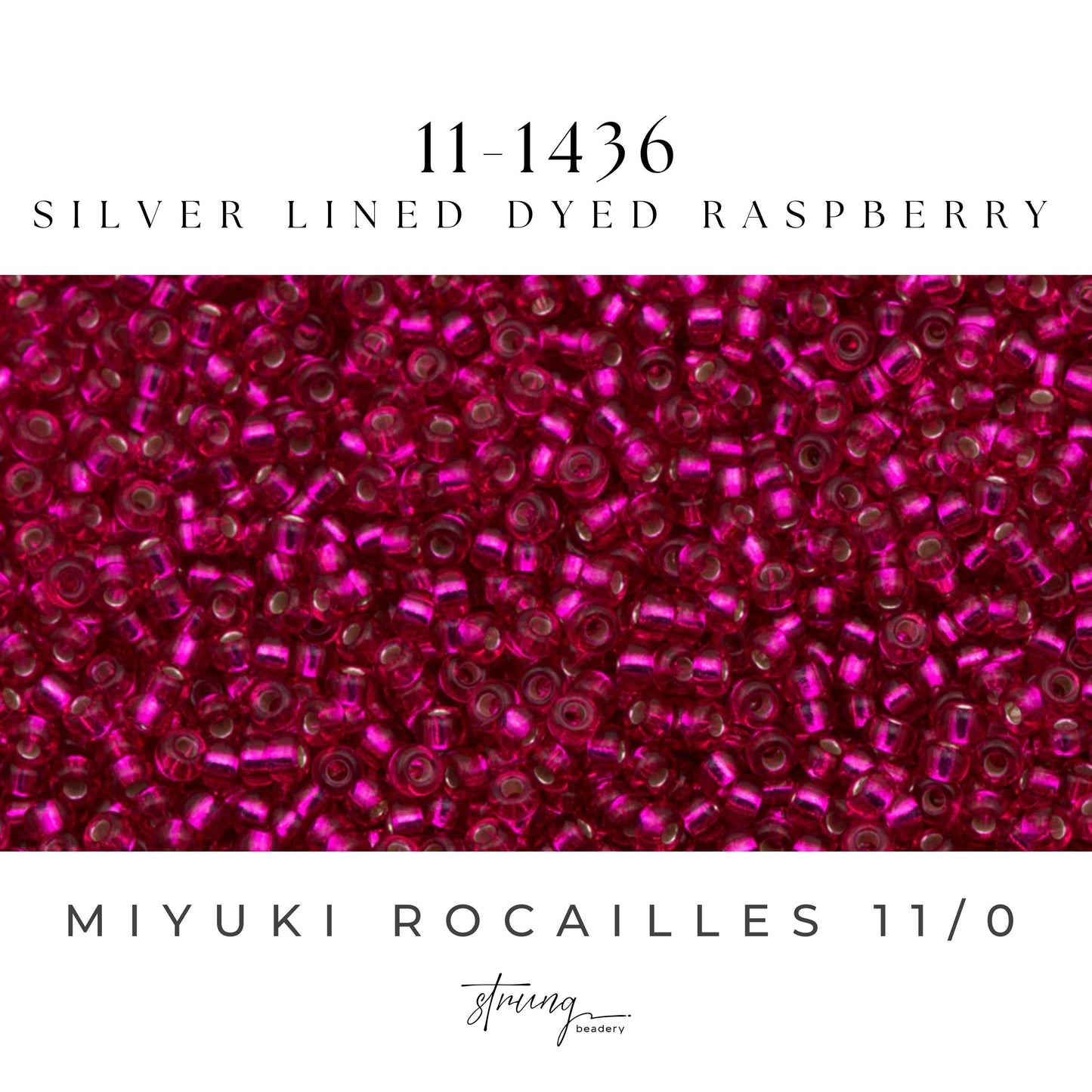 11-1436 Miyuki Seed Bead Round Rocailles 11/0 | Silver Lined Dyed Raspberry |15g | Japanese Beads for Jewelry Making