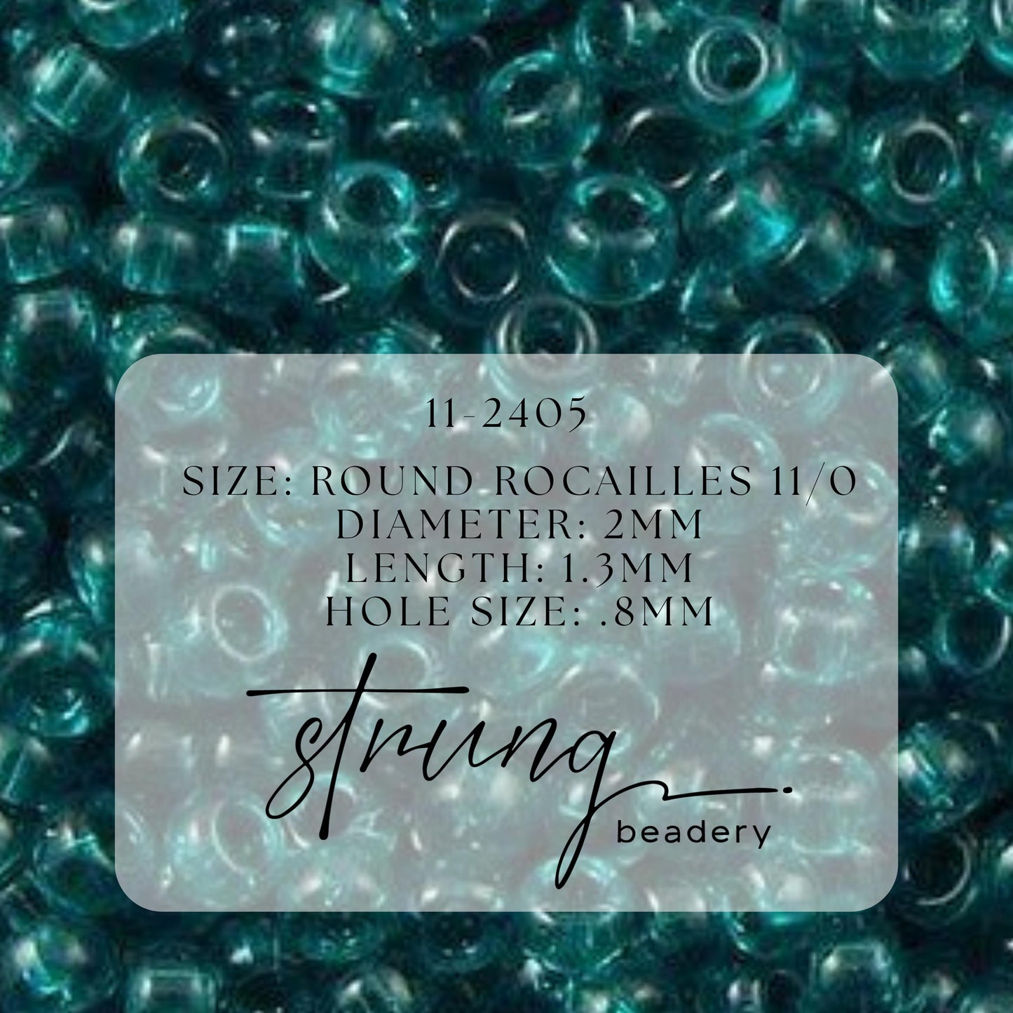 11-2405 Miyuki Seed Bead Round Rocailles 11/0 | Transparent Teal |15g | Japanese Beads for Jewelry Making
