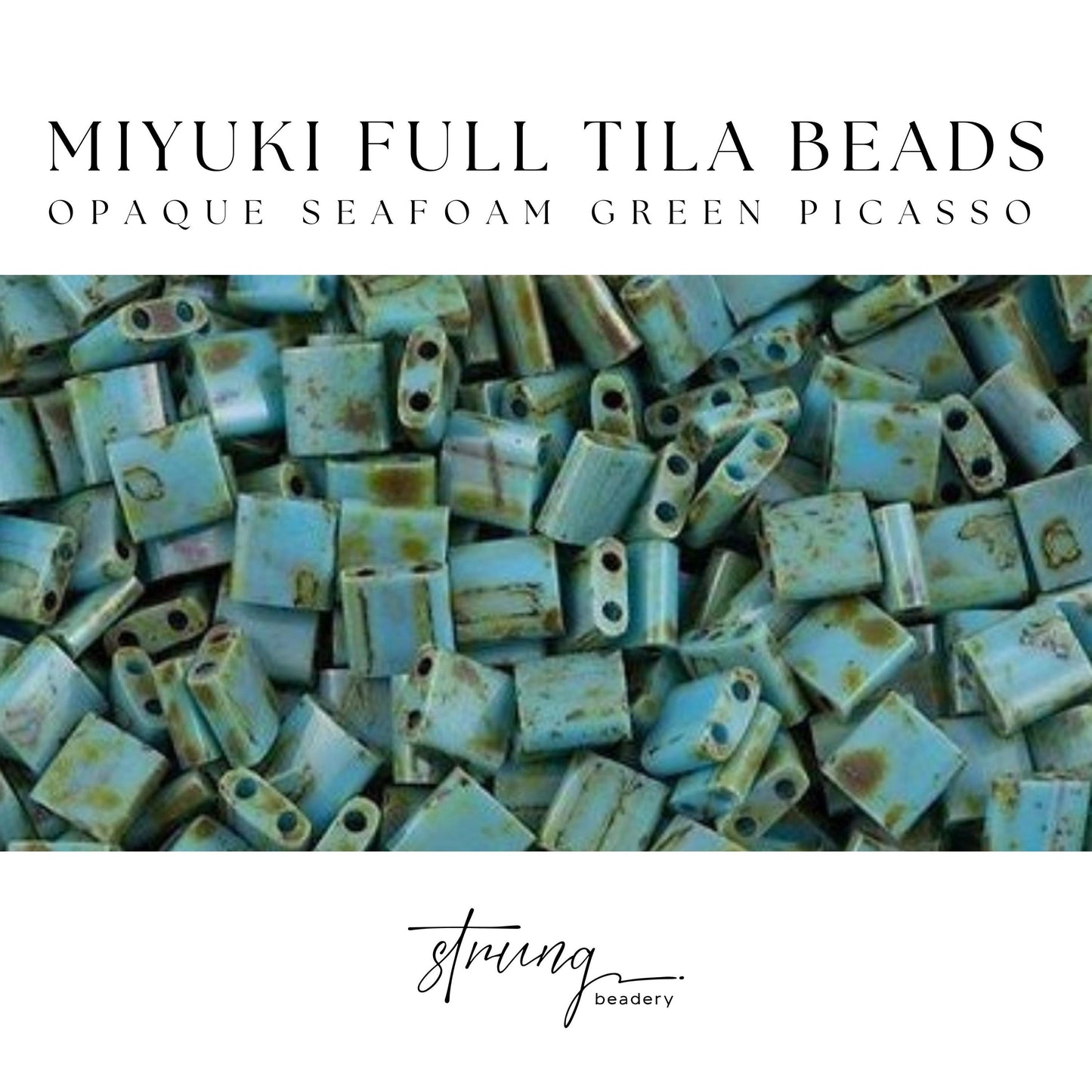 Miyuki Tila Beads Opaque Seafoam Green Picasso Glass Tile Beads TL-4514| Full | 8 Grams for Jewelry Making