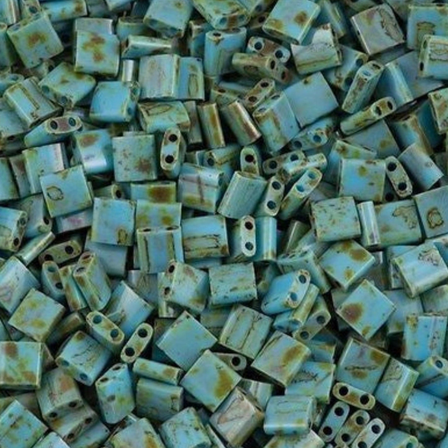 Miyuki Tila Beads Opaque Seafoam Green Picasso Glass Tile Beads TL-4514| Full | 8 Grams for Jewelry Making