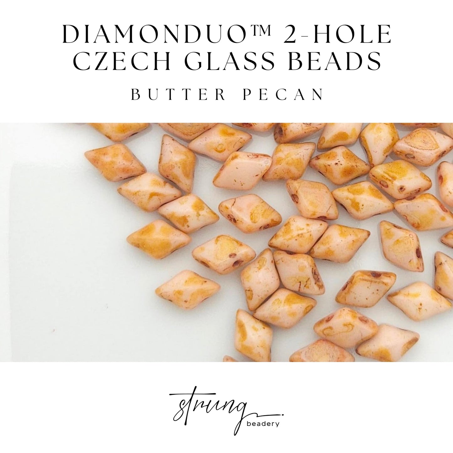 DiamonDuo™ Czech Glass Beads | 8g Tube | Butter Pecan | Jewelry Making Beads for Bracelets & Necklaces