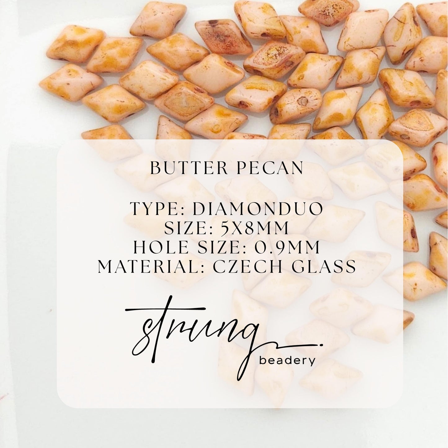 DiamonDuo™ Czech Glass Beads | 8g Tube | Butter Pecan | Jewelry Making Beads for Bracelets & Necklaces