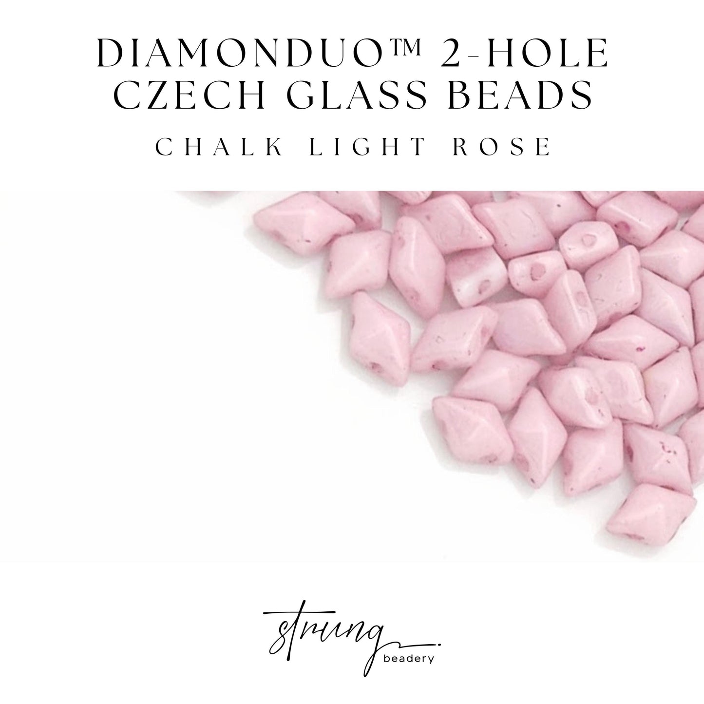 DiamonDuo™ Czech Glass Beads | 8g Tube | Chalk Light Rose| Jewelry Making Beads for Bracelets & Necklaces