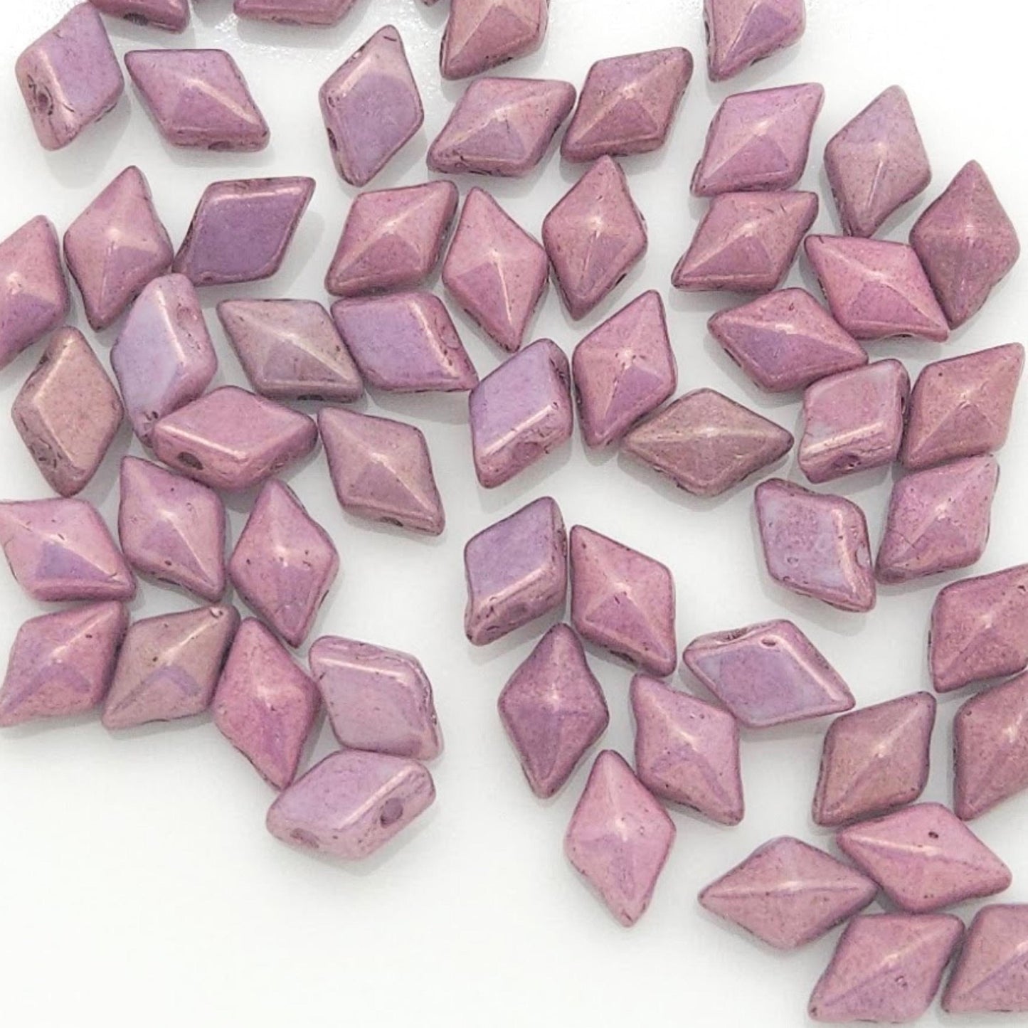 DiamonDuo™ Czech Glass Beads | 8g Tube | Chalk Lumi Purple Jewelry Making Beads for Bracelets & Necklaces