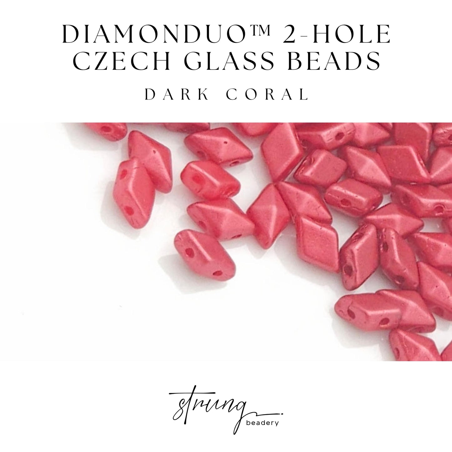 DiamonDuo™ Czech Glass Beads | 8g Tube | Dark Coral | Jewelry Making Beads for Bracelets & Necklaces