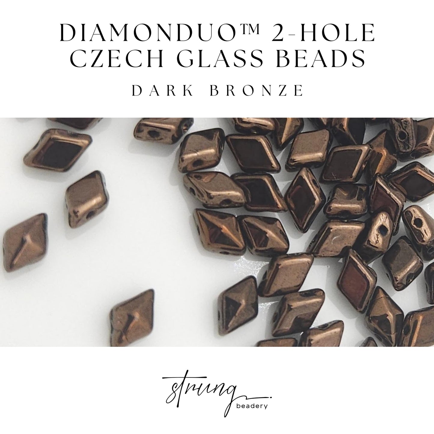 DiamonDuo™ Czech Glass Beads | 8g Tube | Dark Bronze | Jewelry Making Beads for Bracelets & Necklaces