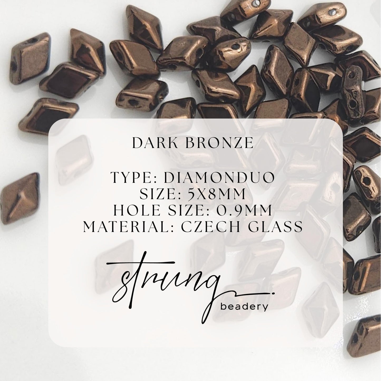 DiamonDuo™ Czech Glass Beads | 8g Tube | Dark Bronze | Jewelry Making Beads for Bracelets & Necklaces