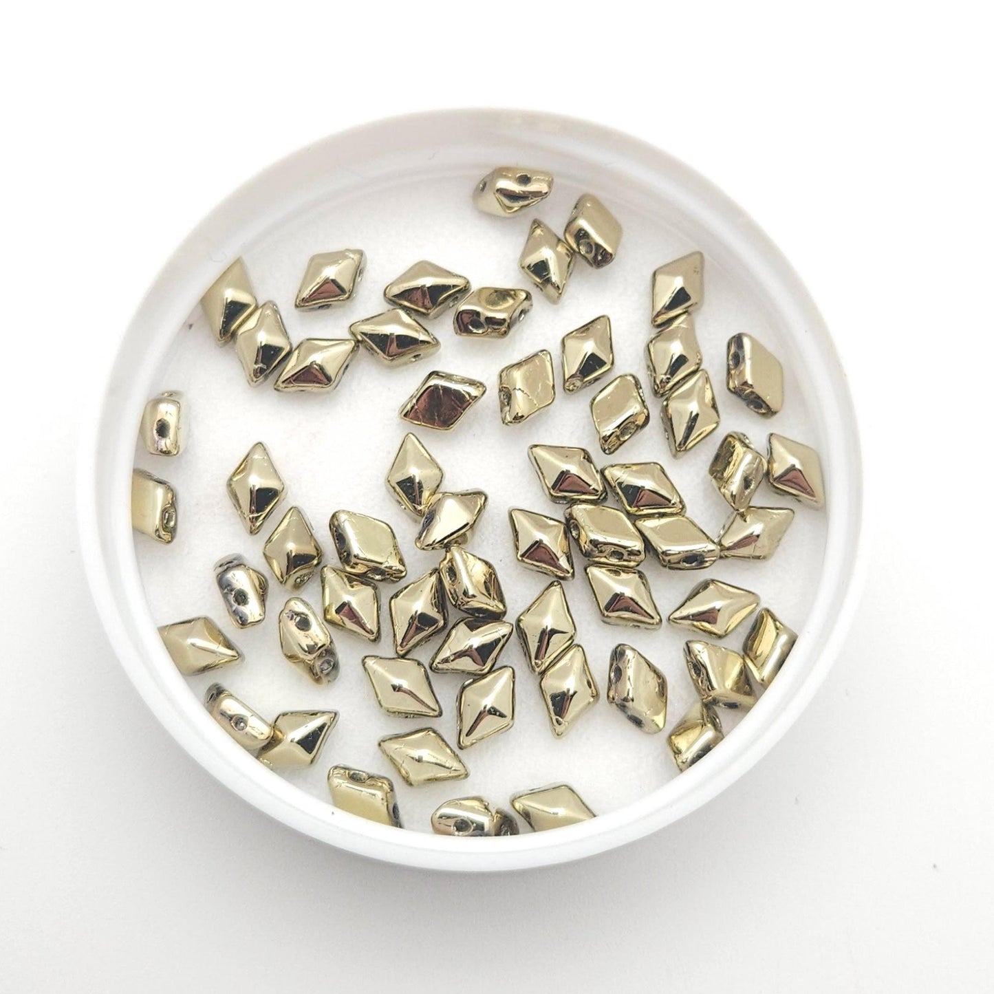 DiamonDuo™ Czech Glass Beads | 8g Tube | Full Aurum | Jewelry Making Beads for Bracelets & Necklaces