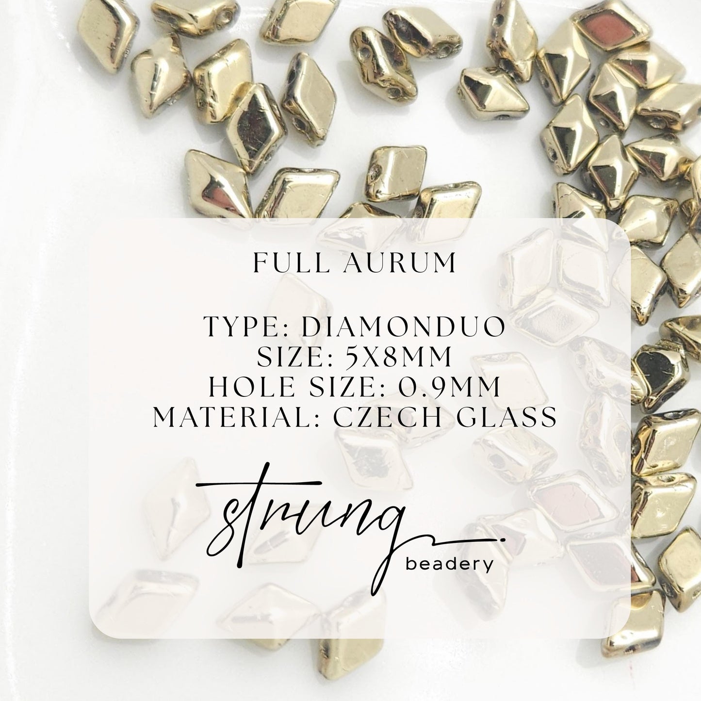 DiamonDuo™ Czech Glass Beads | 8g Tube | Full Aurum | Jewelry Making Beads for Bracelets & Necklaces