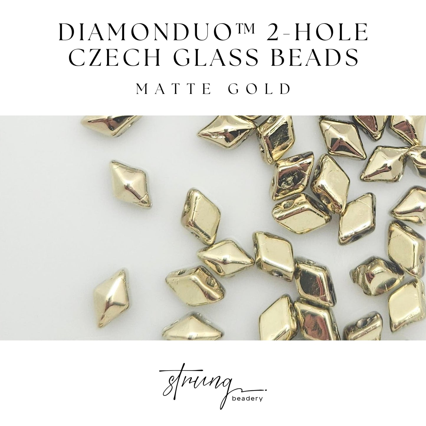 DiamonDuo™ Czech Glass Beads | 8g Tube | Matte Gold | Jewelry Making Beads for Bracelets & Necklaces