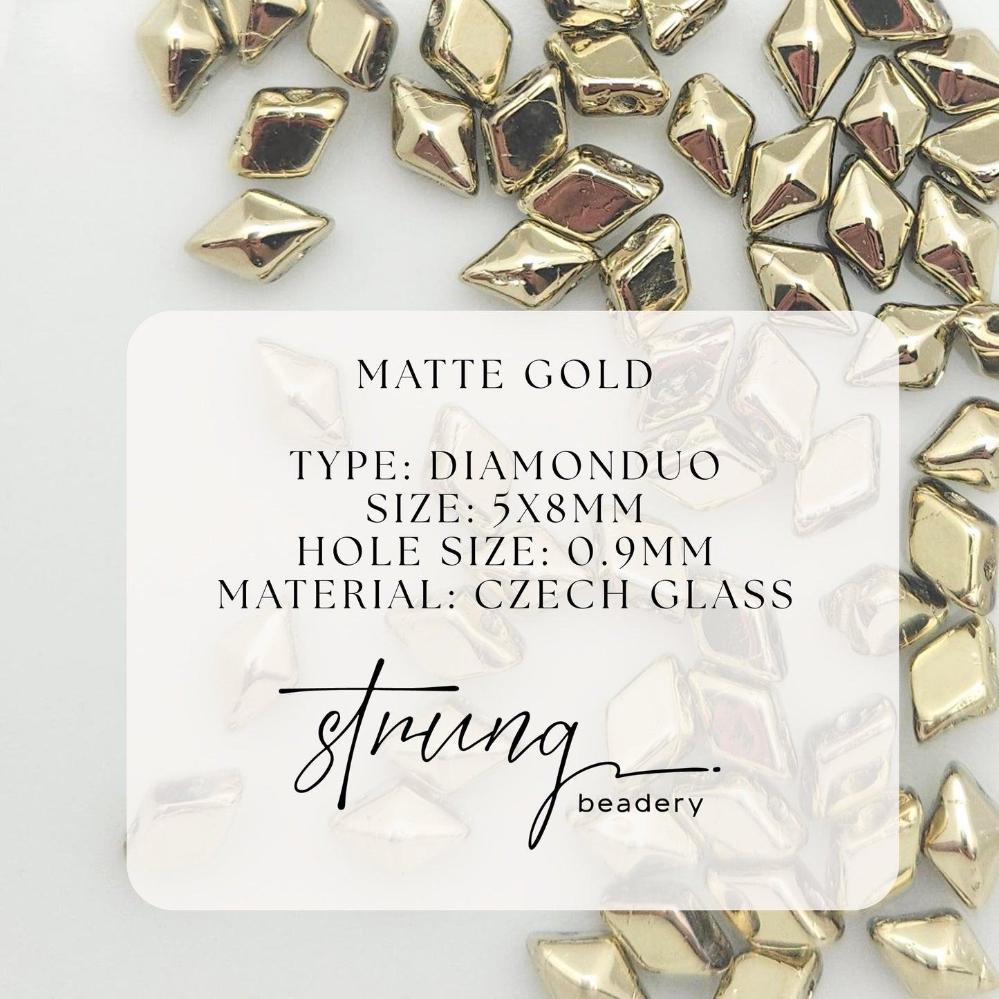 DiamonDuo™ Czech Glass Beads | 8g Tube | Matte Gold | Jewelry Making Beads for Bracelets & Necklaces