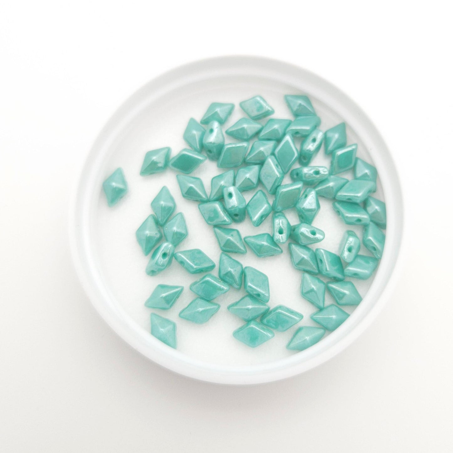 DiamonDuo™ Czech Glass Beads | 8g Tube | Turquoise Shimmer | Jewelry Making Beads for Bracelets & Necklaces