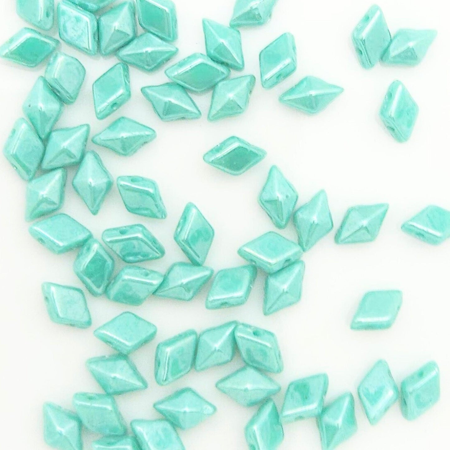 DiamonDuo™ Czech Glass Beads | 8g Tube | Turquoise Shimmer | Jewelry Making Beads for Bracelets & Necklaces