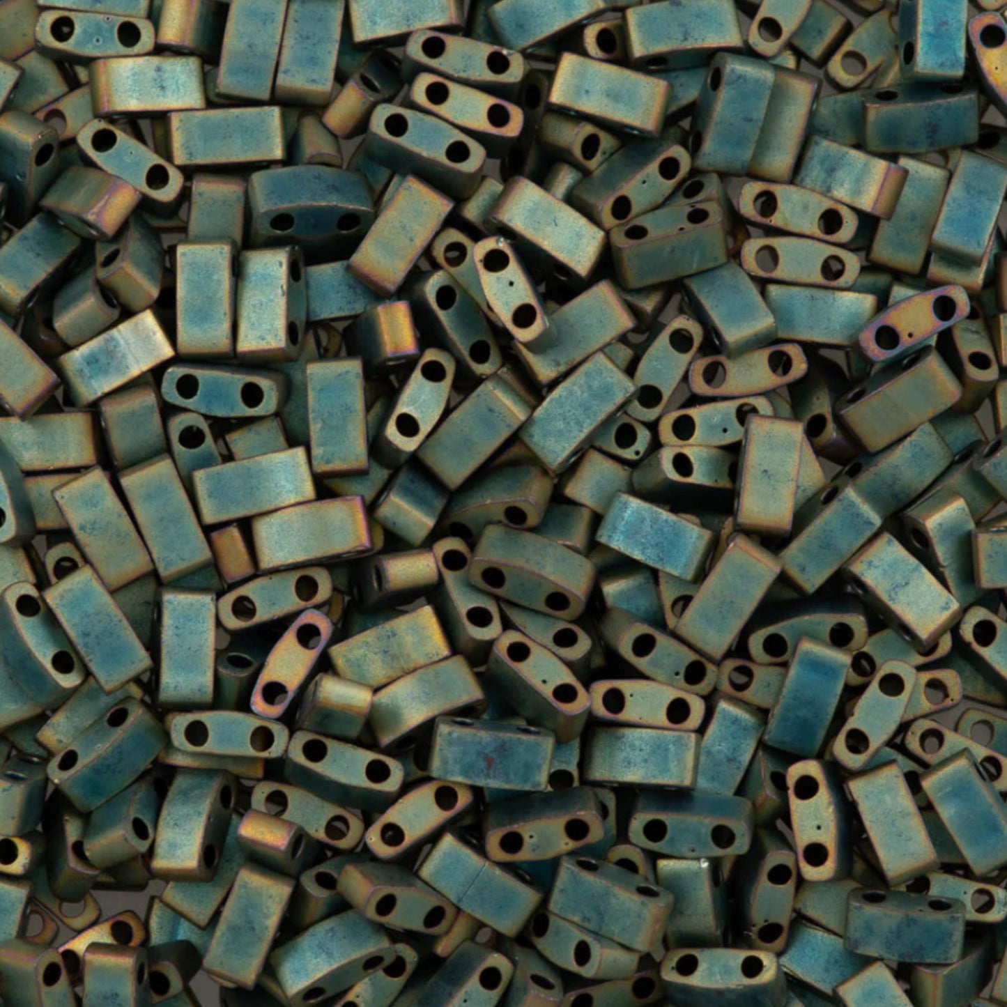 Miyuki Half Tila Beads Matte Metallic Patina Glass Tile Beads HTL-2008| Half | 8 Grams for Jewelry Making