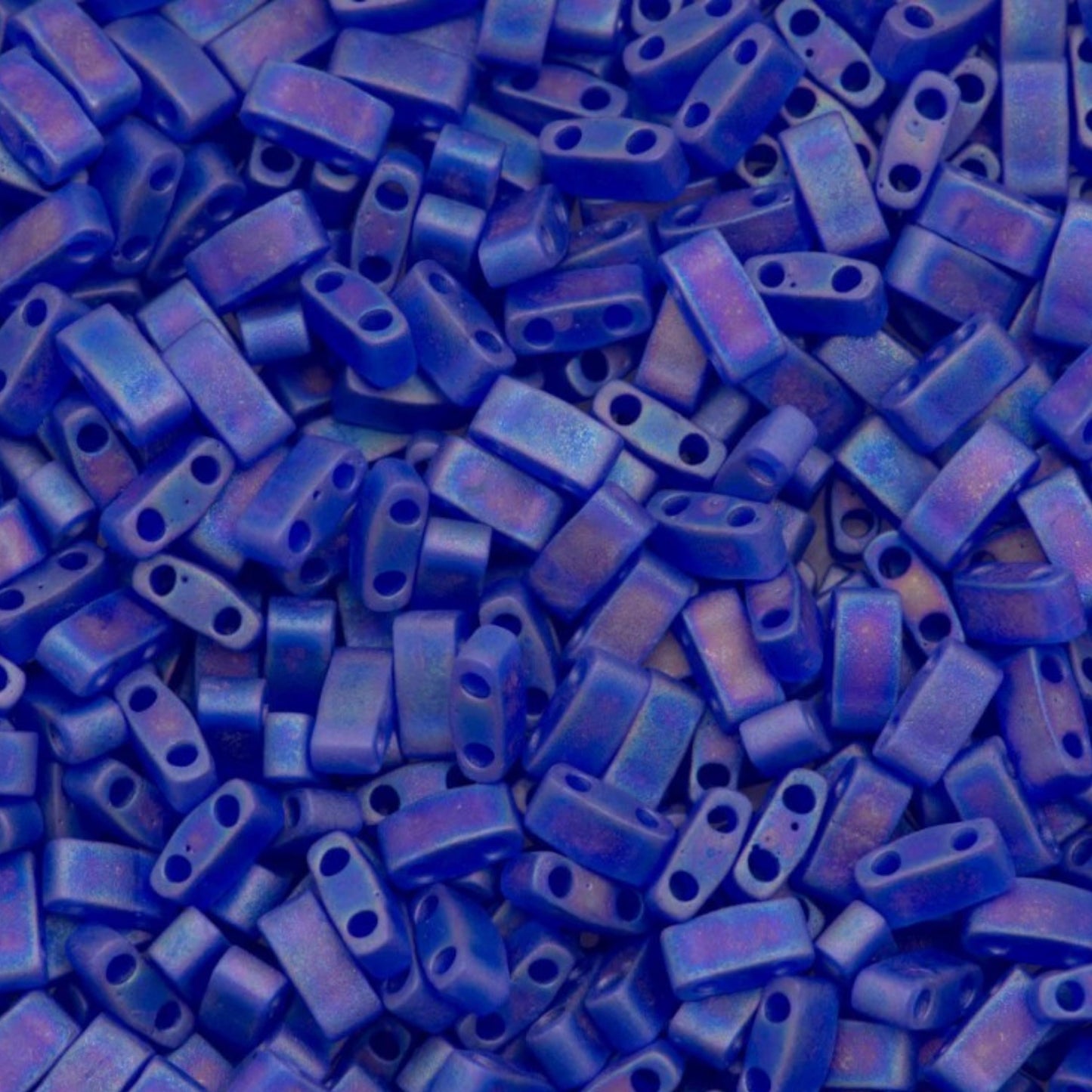 Miyuki Half Tila Beads Transparent Cobalt Blue AB Glass Tile Beds HTL-0177 | Half | 8 Grams for Jewelry Making