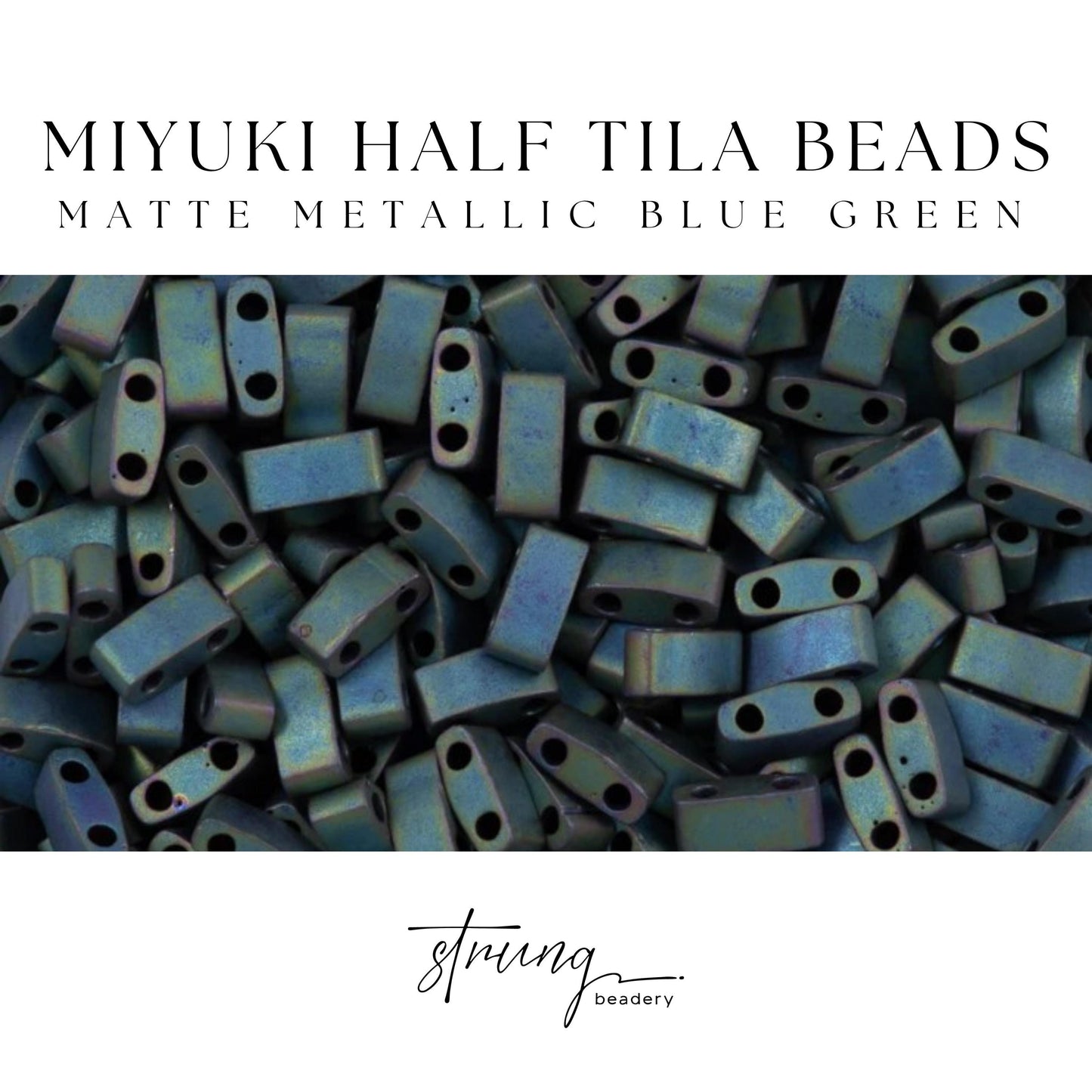 Miyuki Half Tila Beads Matte Metallic Blue Green Glass Tile Beds HTL-2064 | Half | 8 Grams for Jewelry Making