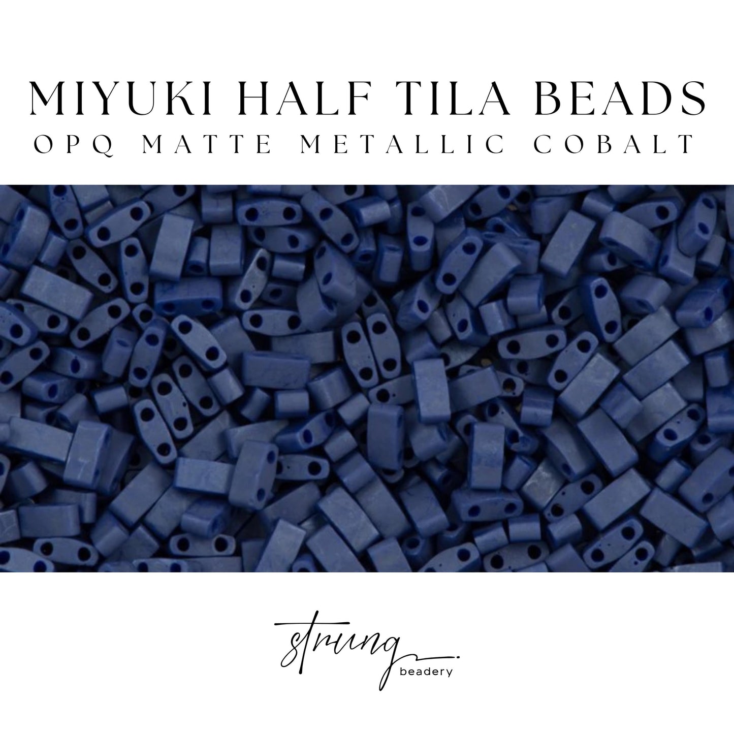 Miyuki Half Tila Beads Opaque Matte Metallic Cobalt Glass Tile Beds HTL-2075 | Half | 8 Grams for Jewelry Making