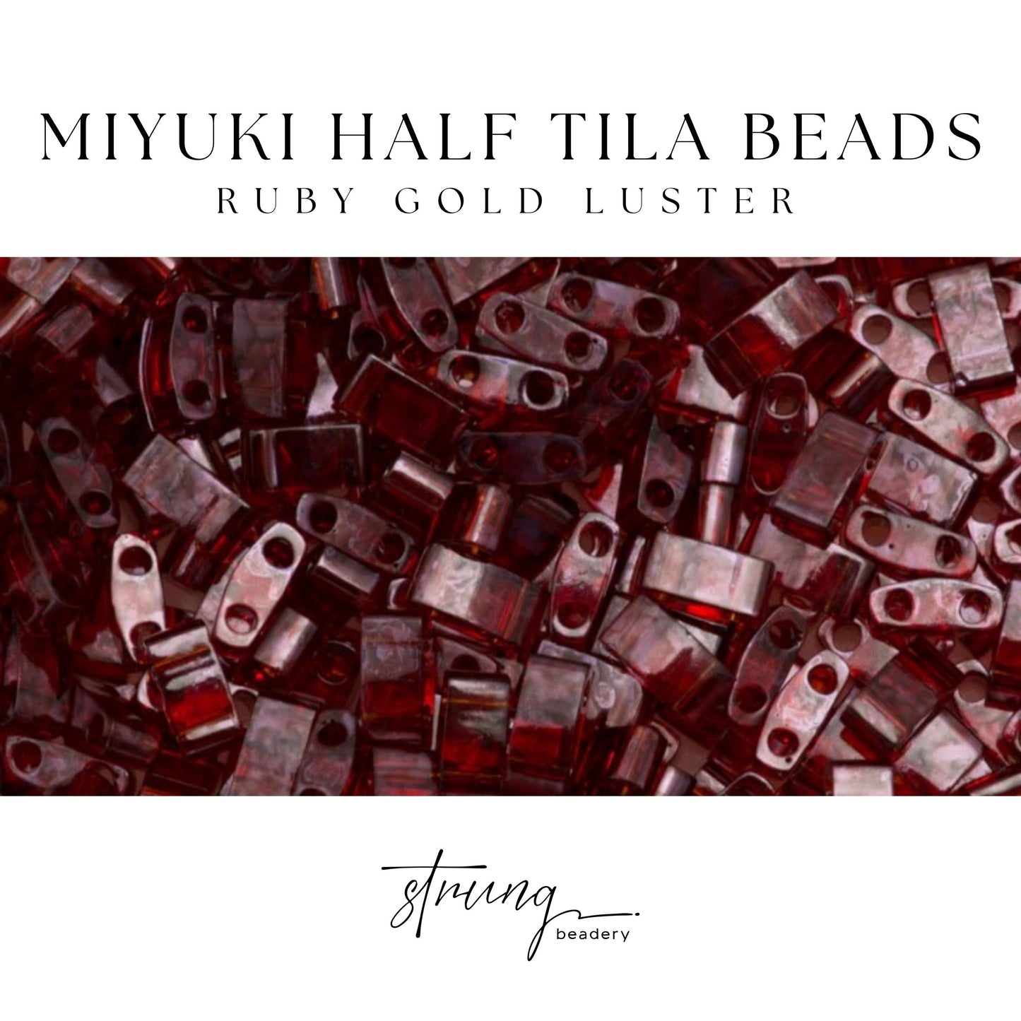 Miyuki Half Tila Beads Ruby Gold Luster Glass Tile Beds HTL-0304 | Half | 8 Grams for Jewelry Making