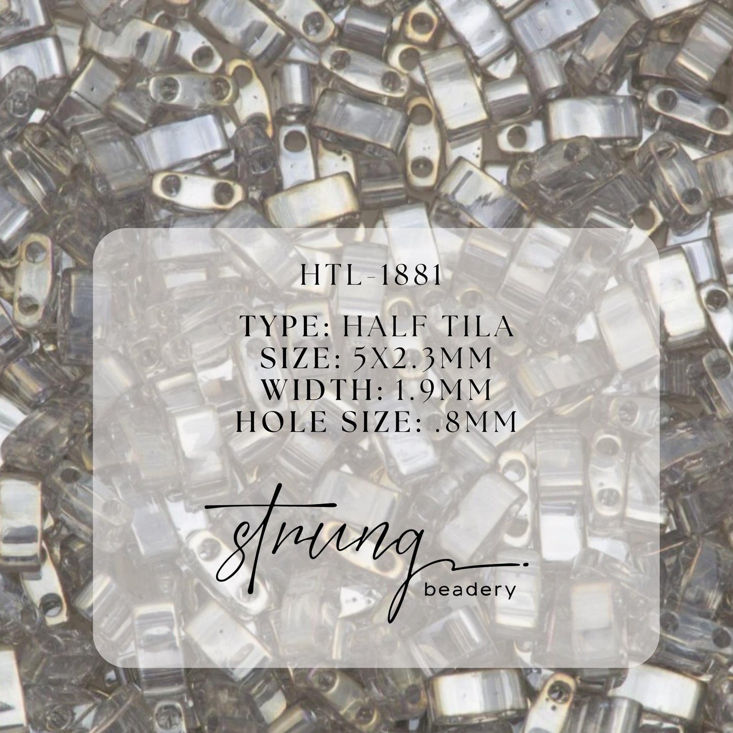 Miyuki Half Tila Beads Silver Grey Gold Luster Glass Tile Beads HTL-1881 | Half | 8 Grams for Jewelry Making