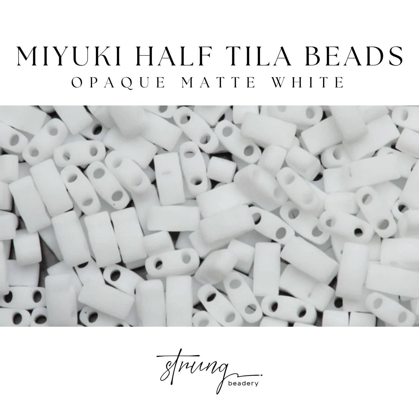 Miyuki Half Tila Beads Opaque Matte White Glass Tile Beads HTL-0402F | Half | 8 Grams for Jewelry Making