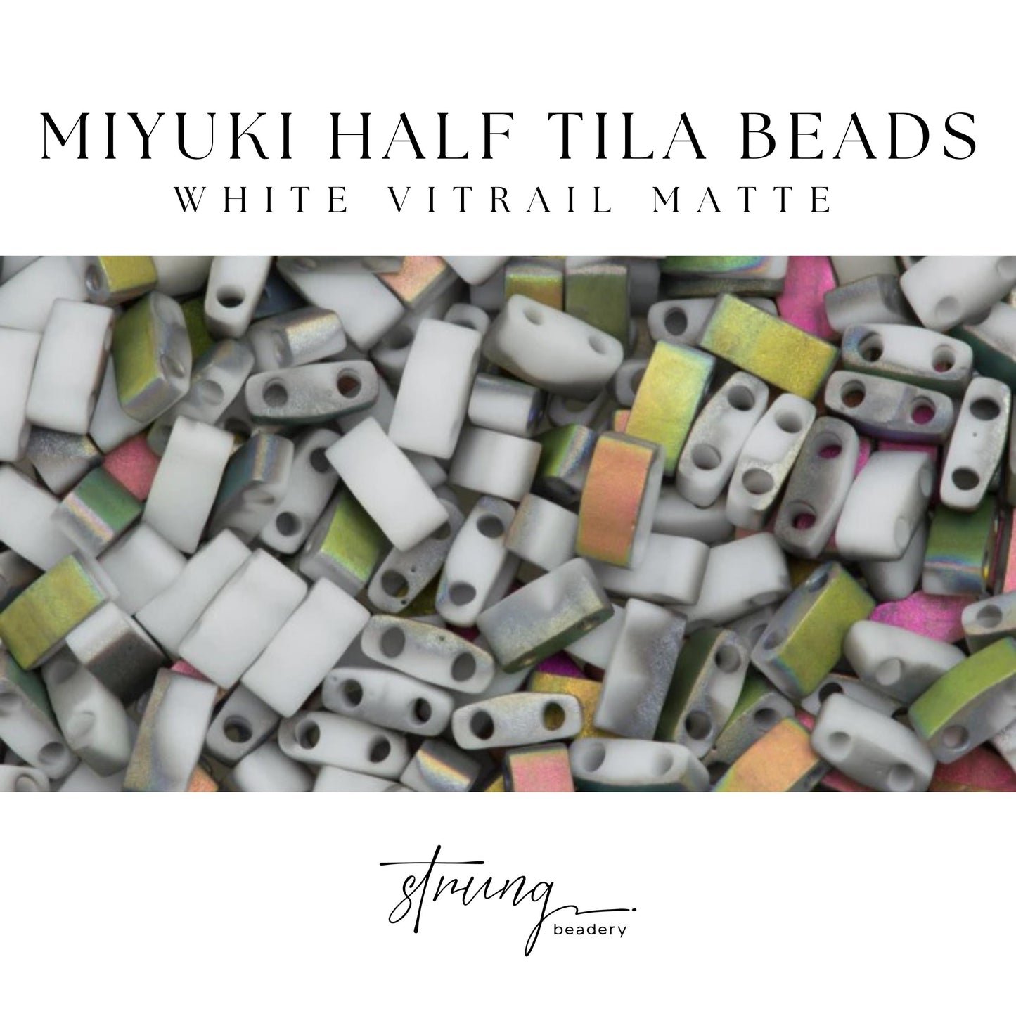 Miyuki Half Tila Beads White Vitrail Matte Glass Tile Beads HTL-4559 | Half | 8 Grams for Jewelry Making