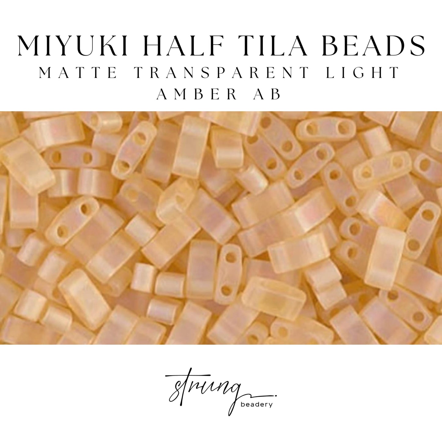 Miyuki Half Tila Beads Matte Transparent Light Amber AB Glass Tile Beds HTL-0132FR | Half | 8 Grams for Jewelry Making